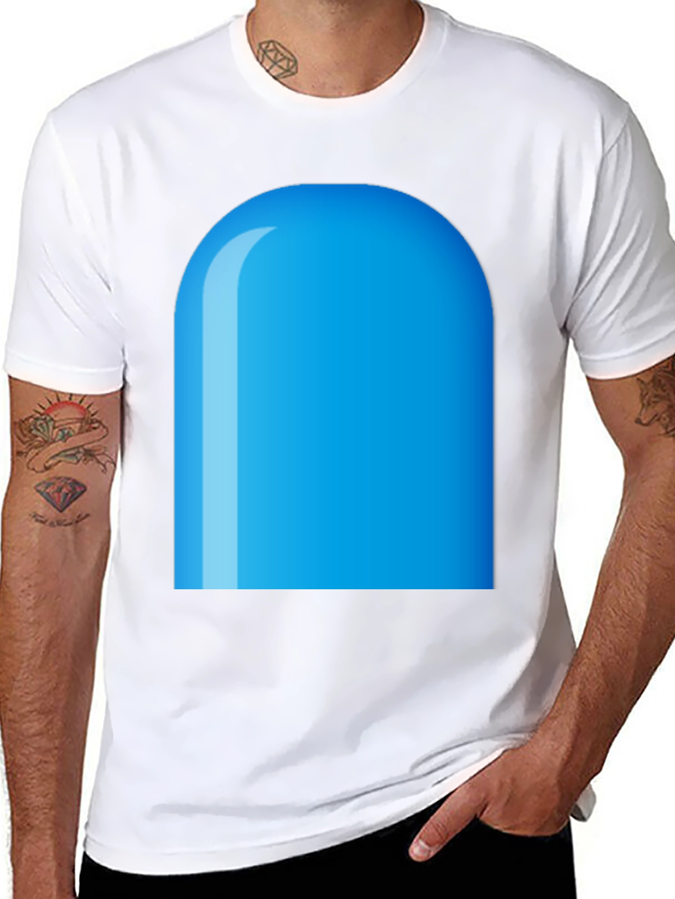 Blue Rounded Rectangle Graphic Tee