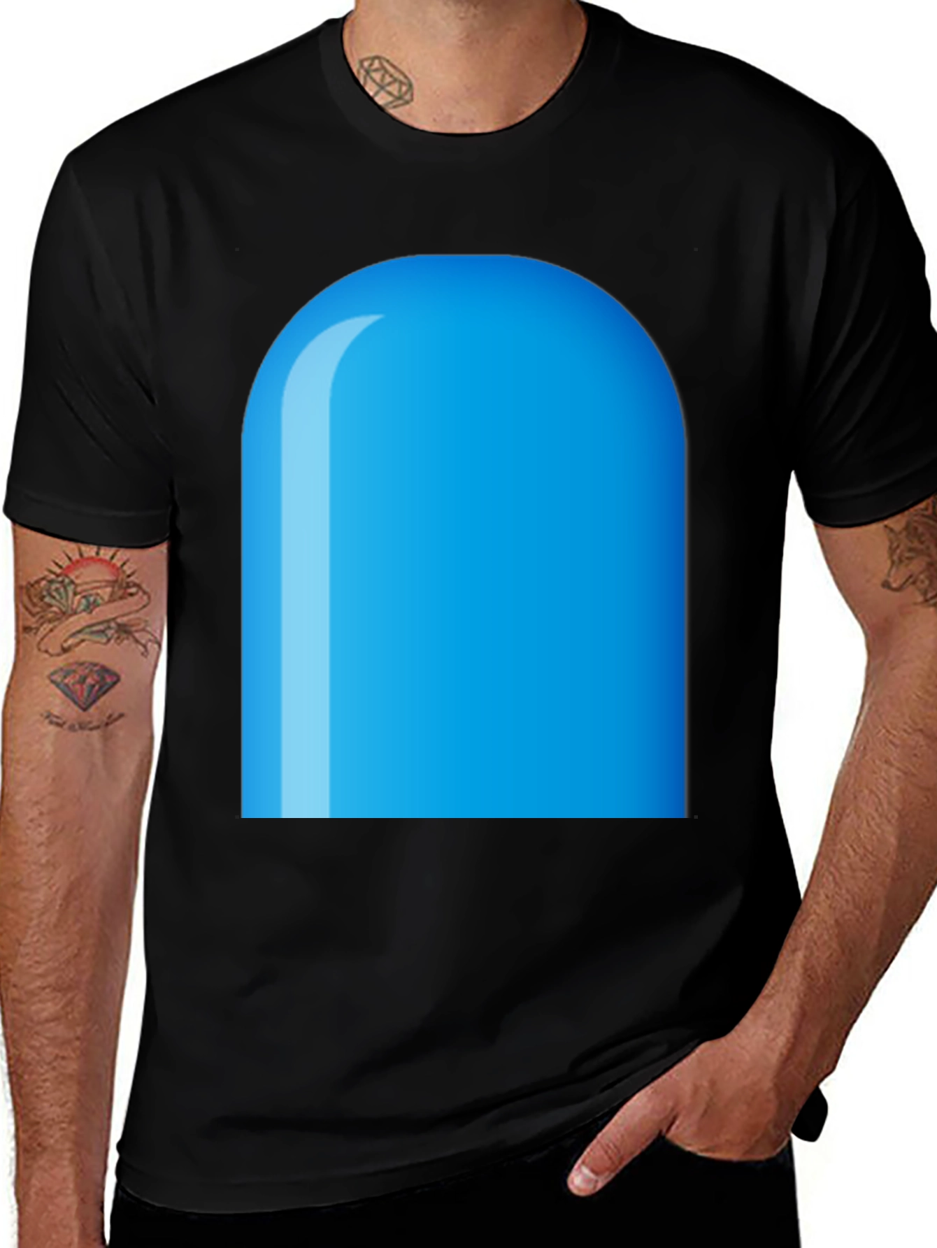 Blue Rounded Rectangle Graphic Tee