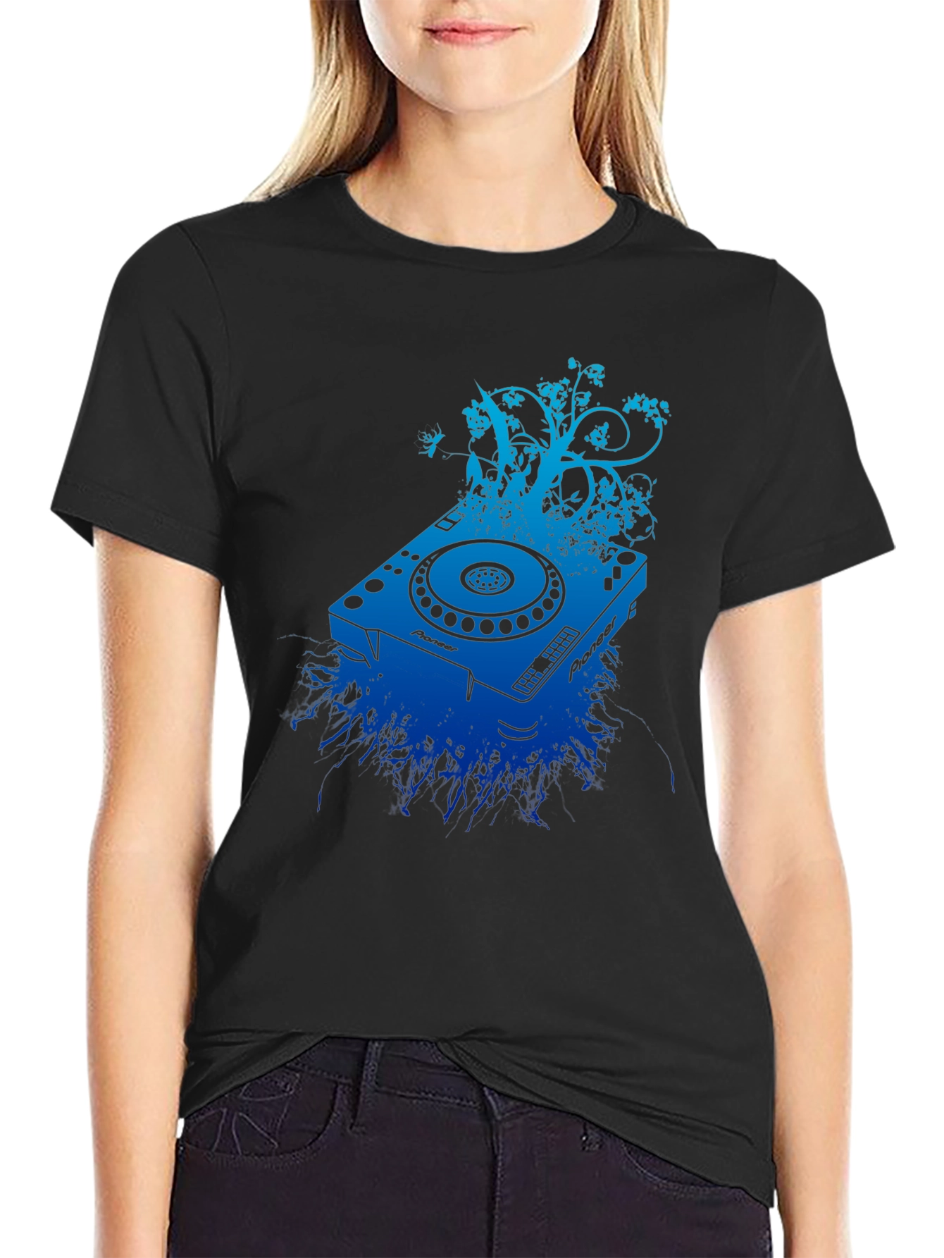DJ Turntable Graphic Tee - Black