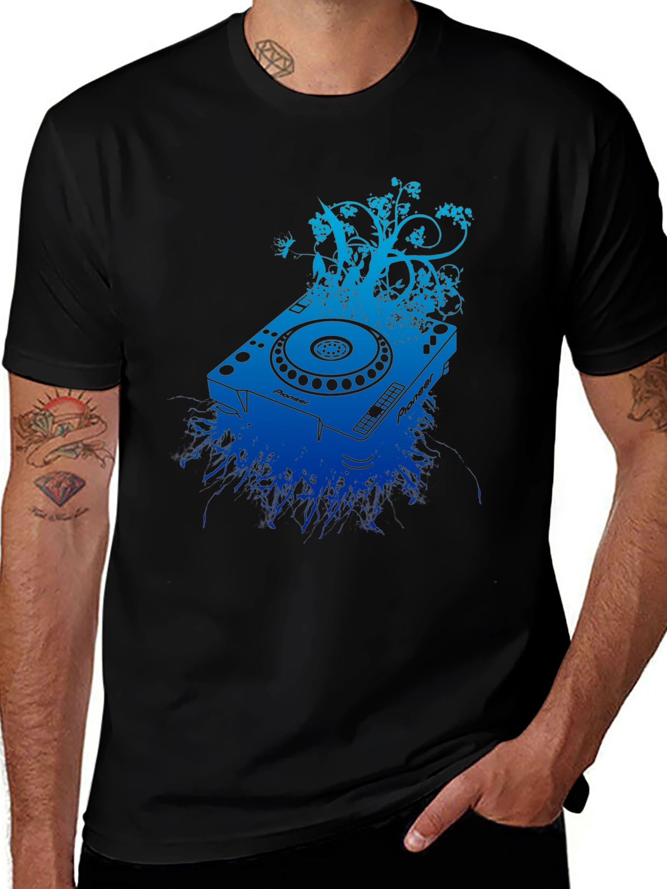 DJ Turntable Graphic Tee - Black