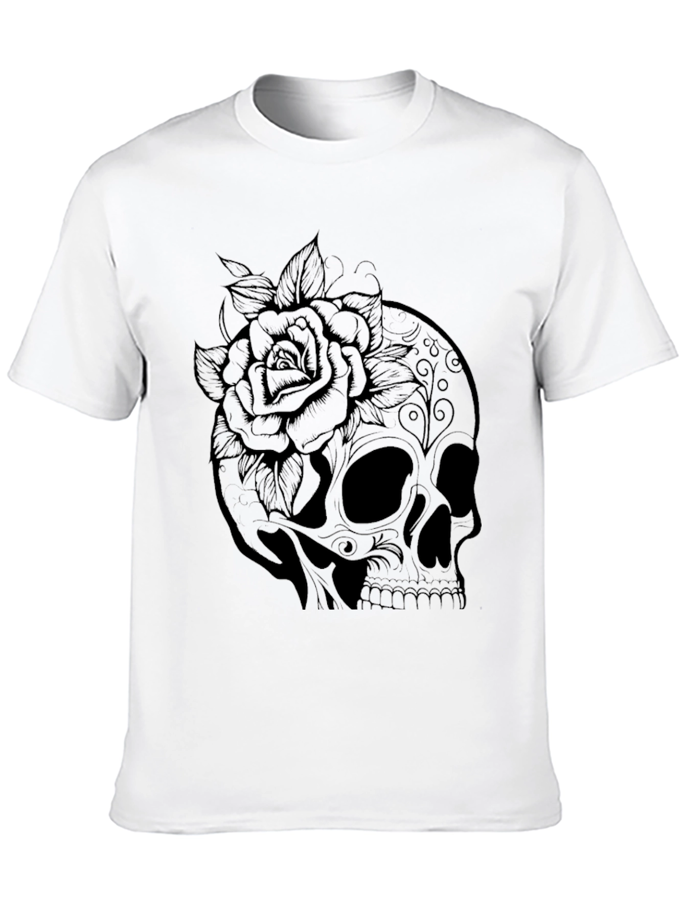 Skull & Rose Graphic T-Shirt - Black