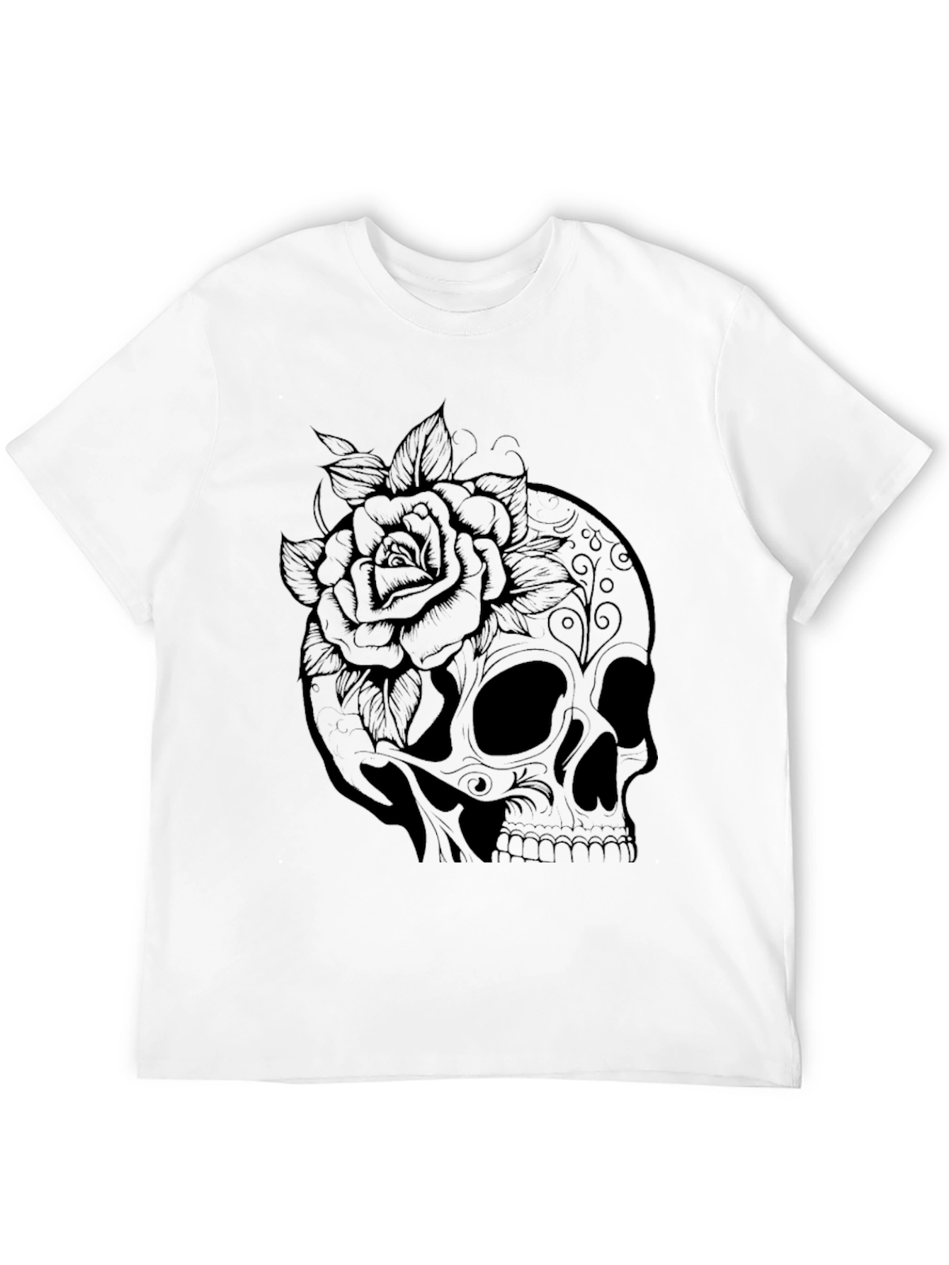 Skull & Rose Graphic T-Shirt - Black