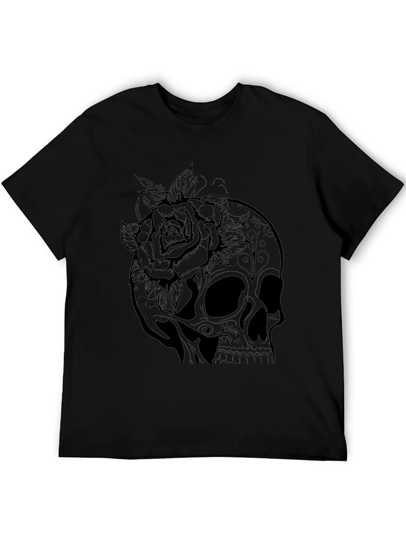 Skull & Rose Graphic T-Shirt - Black