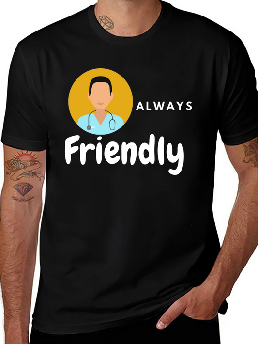 Always Friendly Doctor Graphic Tee - Black Cotton Blend