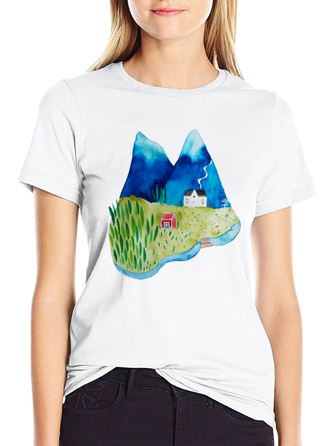 Watercolor Landscape Graphic T-Shirt