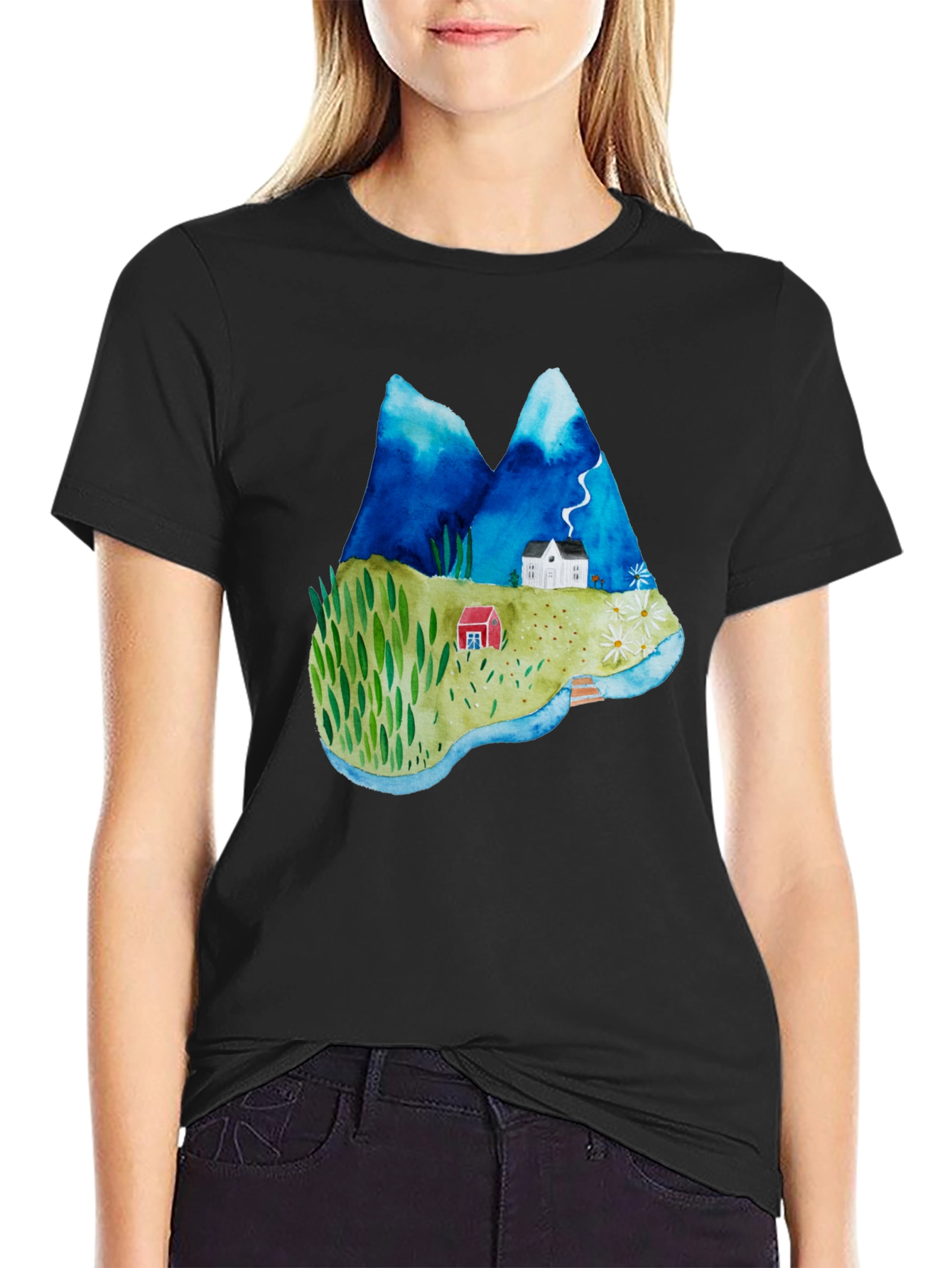 Watercolor Landscape Graphic T-Shirt