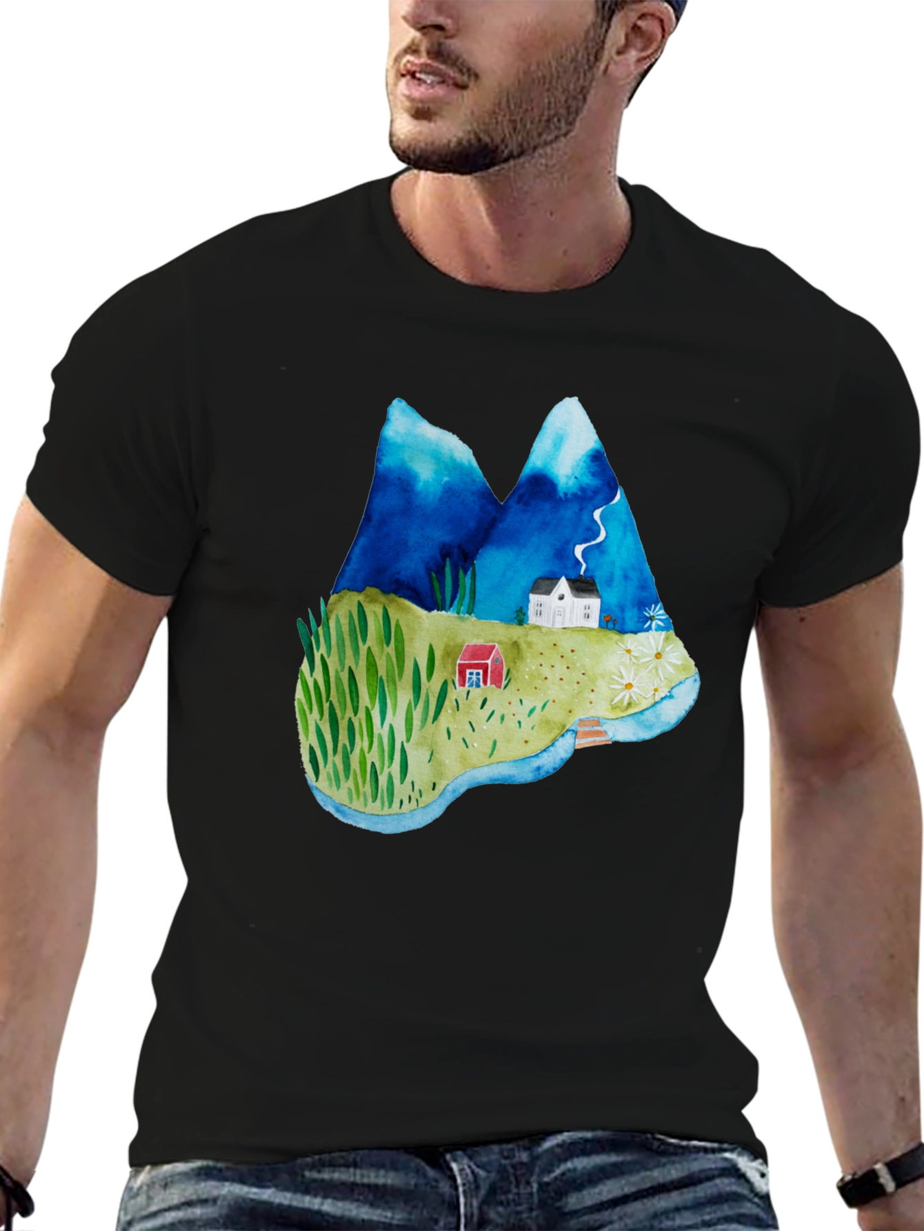 Watercolor Landscape Graphic T-Shirt