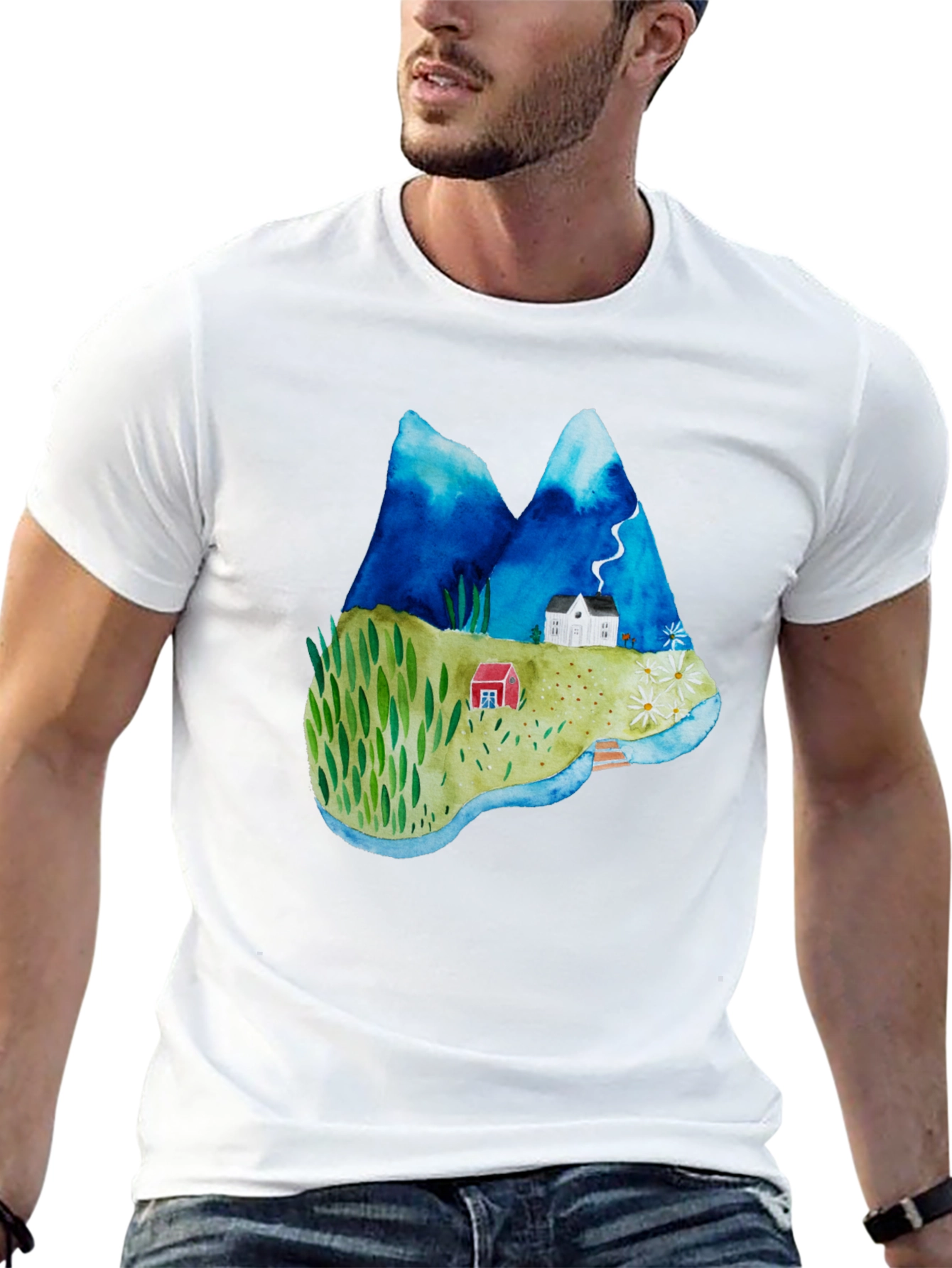 Watercolor Landscape Graphic T-Shirt