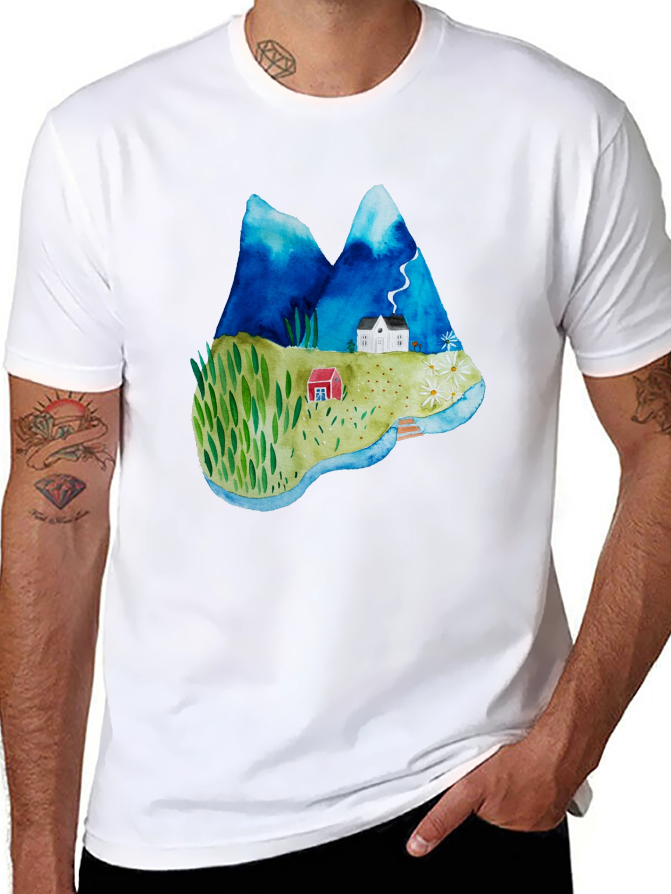 Watercolor Landscape Graphic T-Shirt