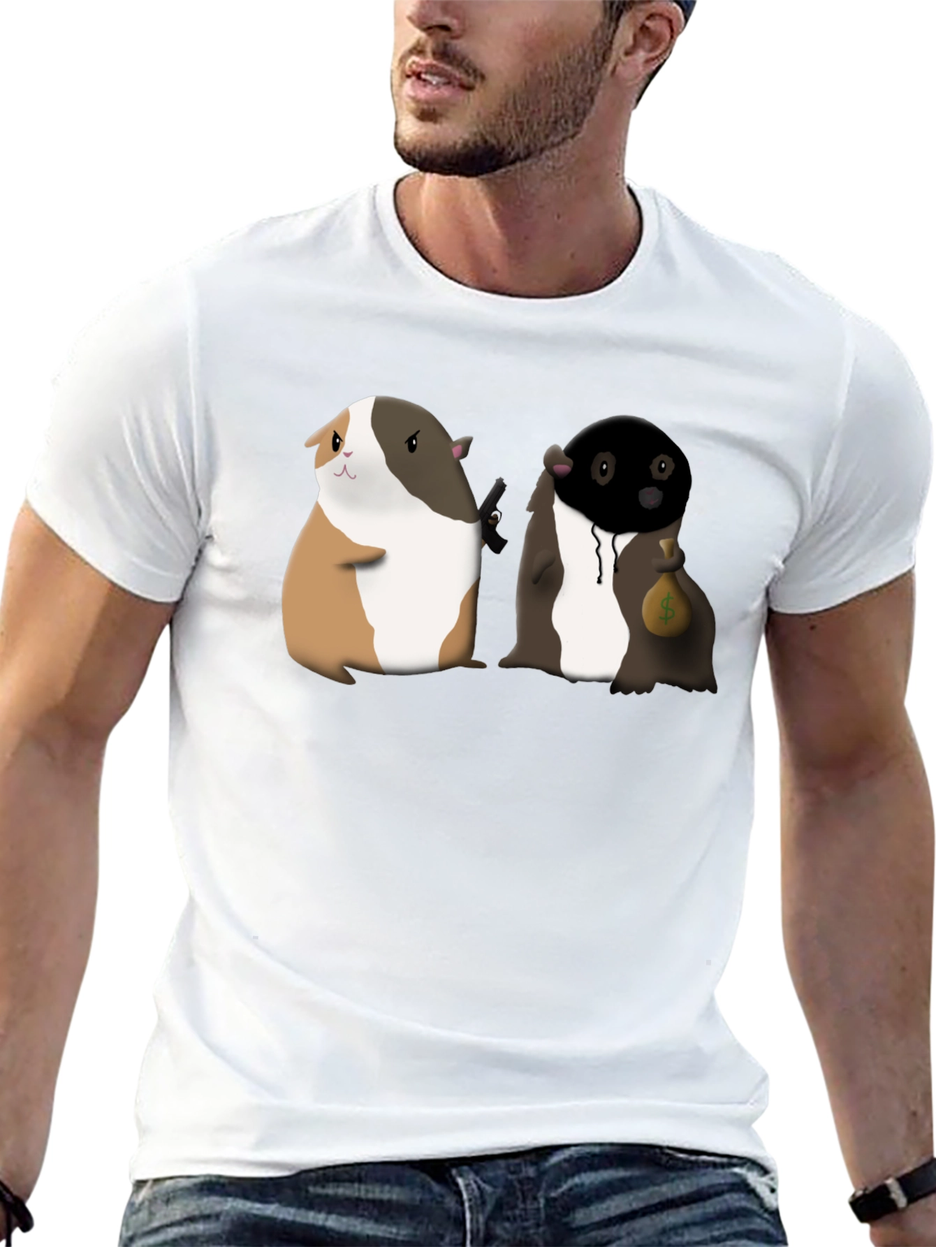 Guinea Pig Gangster Graphic Tee - Funny T-Shirt