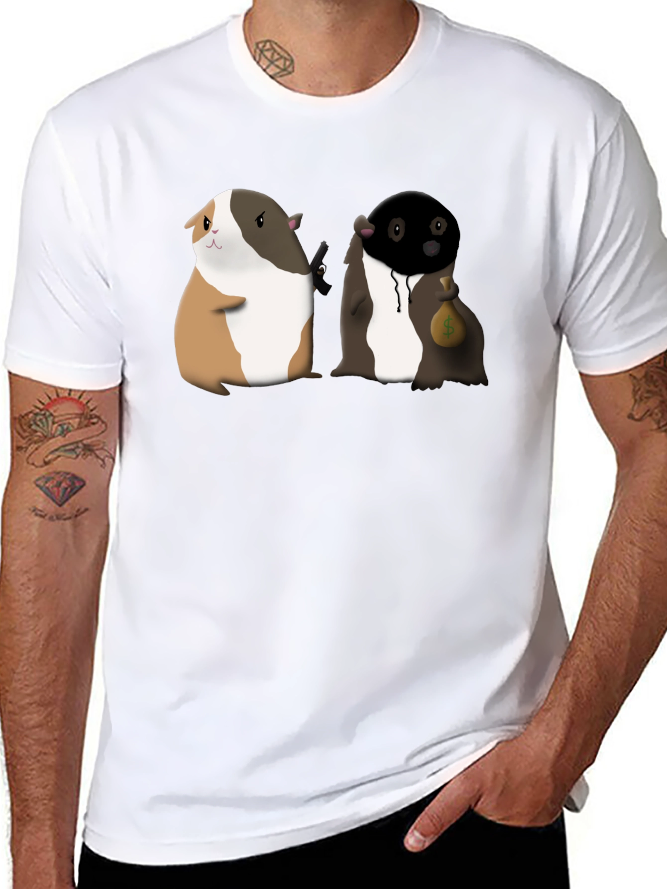 Guinea Pig Gangster Graphic Tee - Funny T-Shirt
