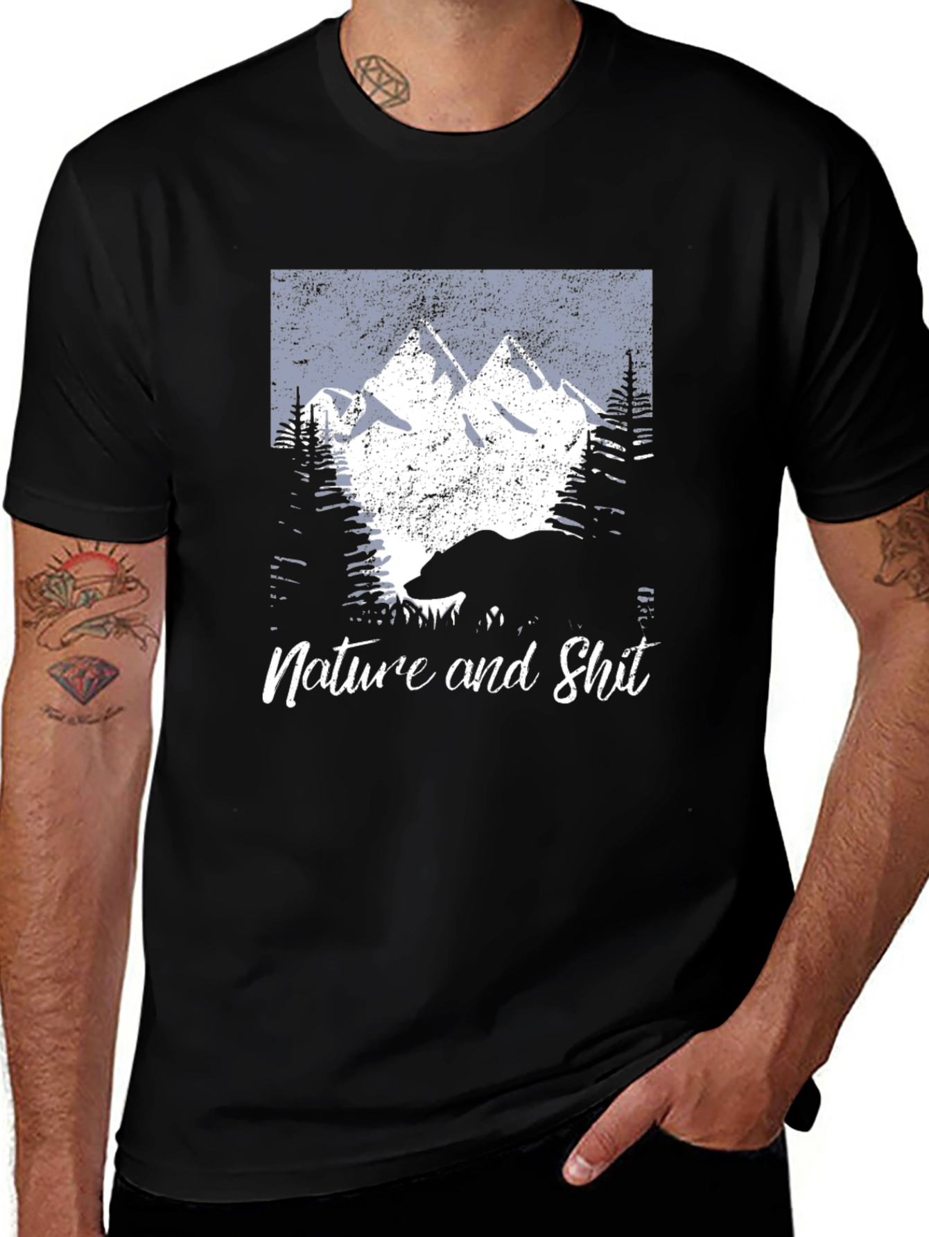 Nature and Shit Bear Mountain Black T-Shirt