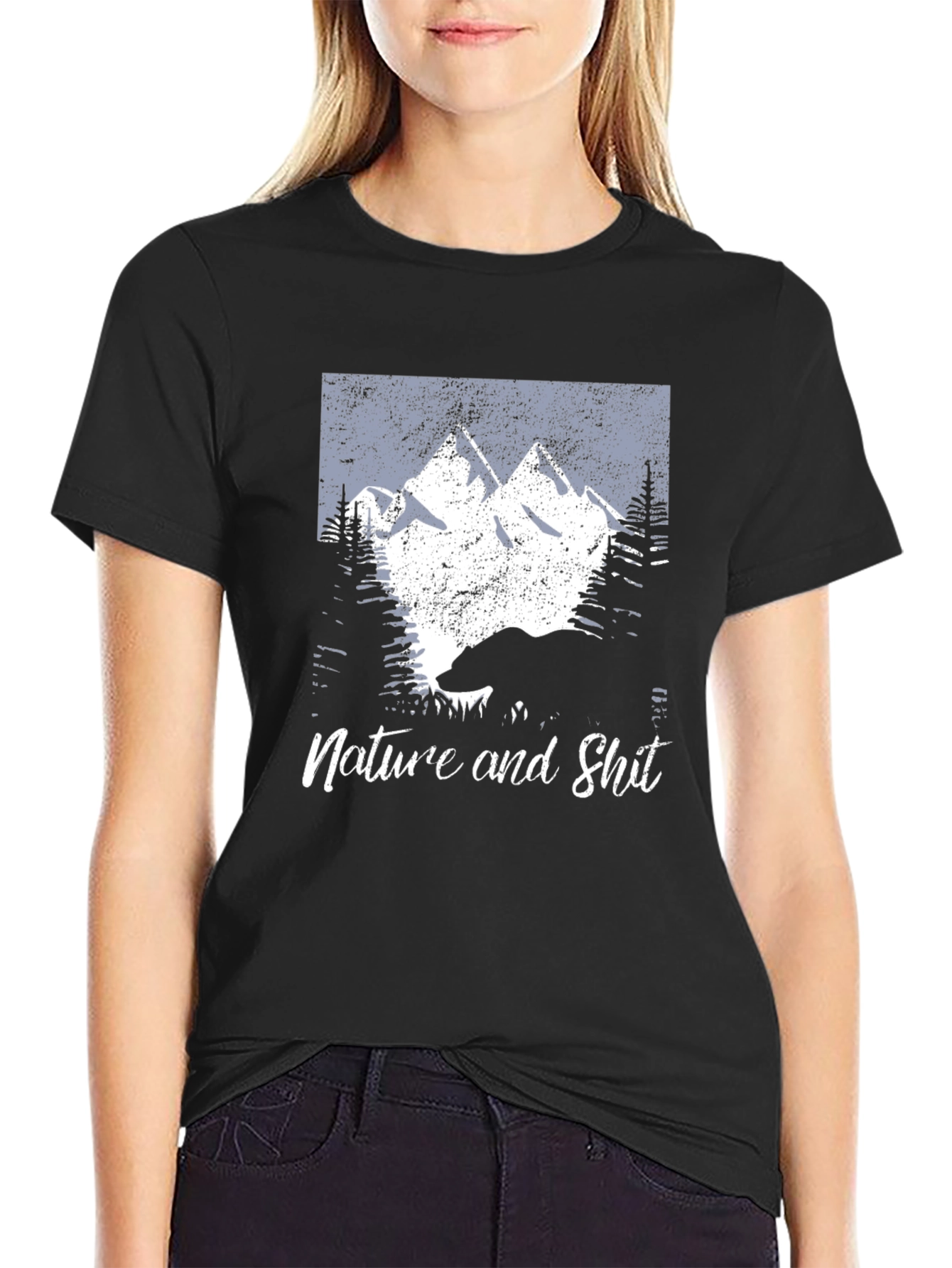 Nature and Shit Bear Mountain Black T-Shirt