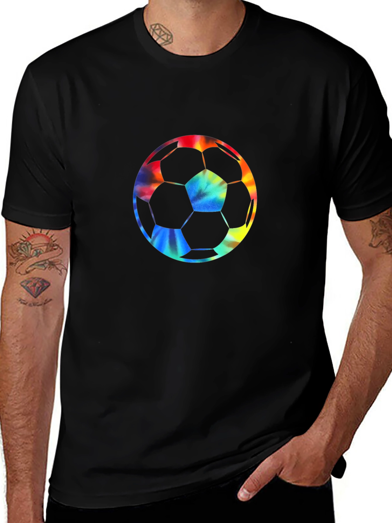 Tie-Dye Soccer Ball Graphic Tee - Black