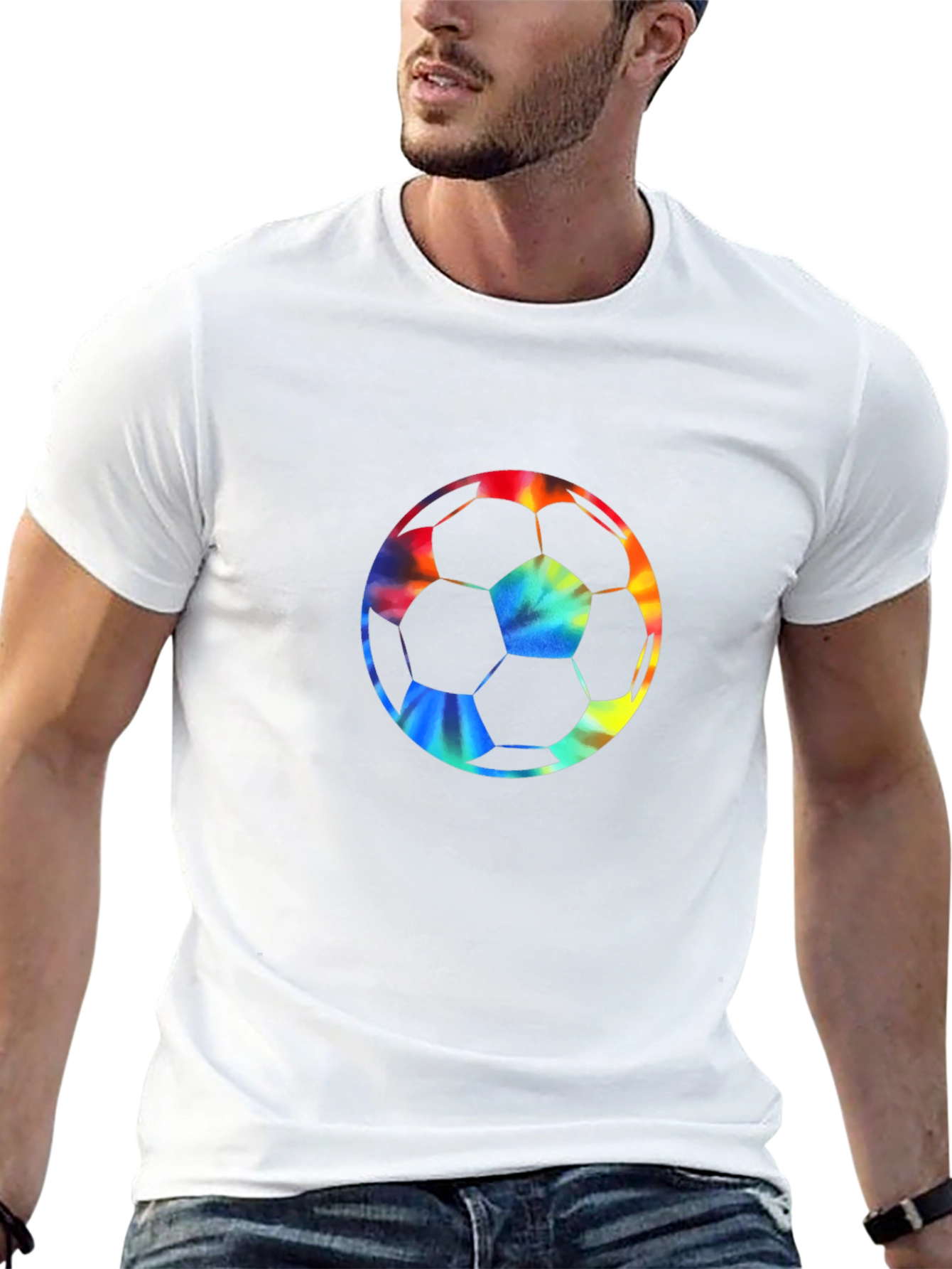 Tie-Dye Soccer Ball Graphic Tee - Black