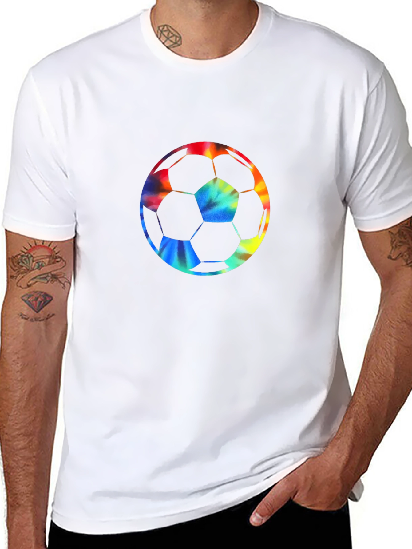 Tie-Dye Soccer Ball Graphic Tee - Black