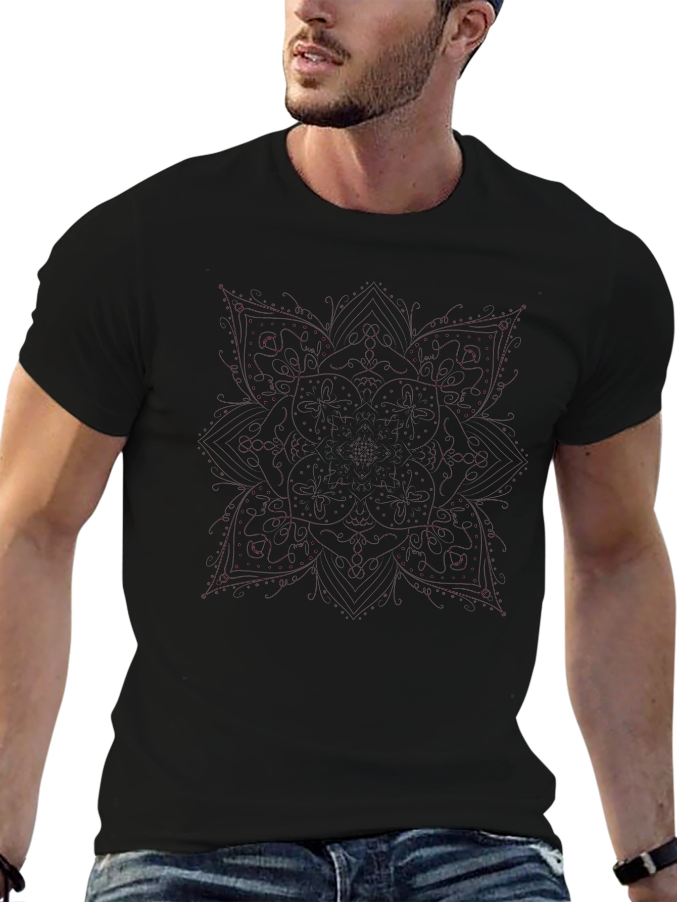 Mens Solid Black Casual Short Sleeve T-Shirt