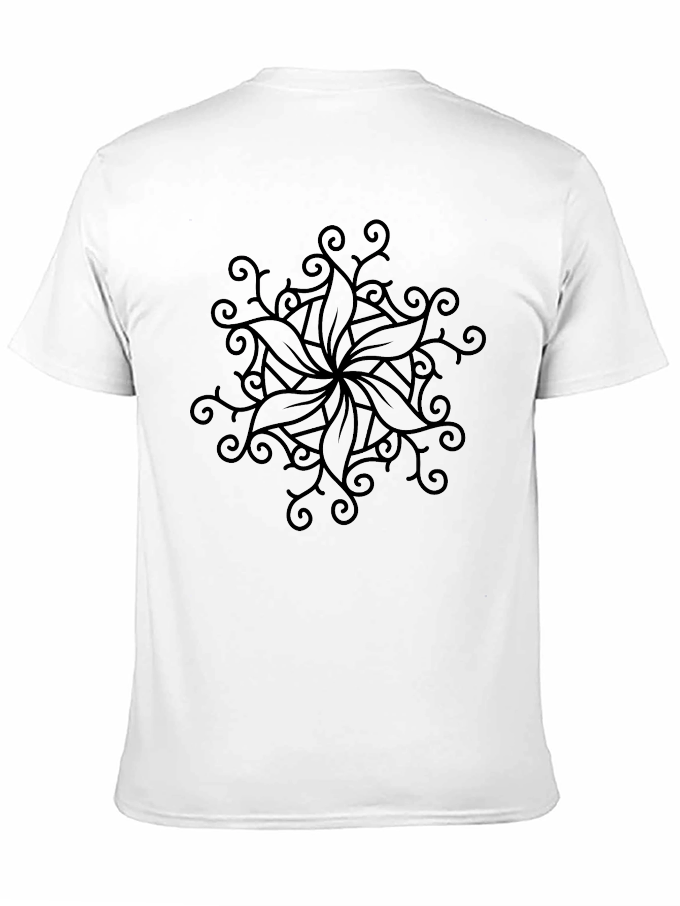 Elegant Black Floral Mandala T-Shirt