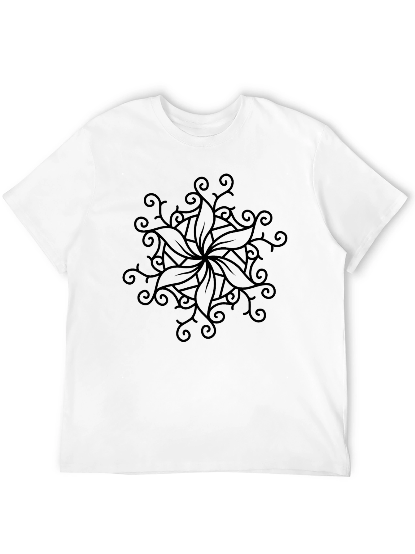 Elegant Black Floral Mandala T-Shirt