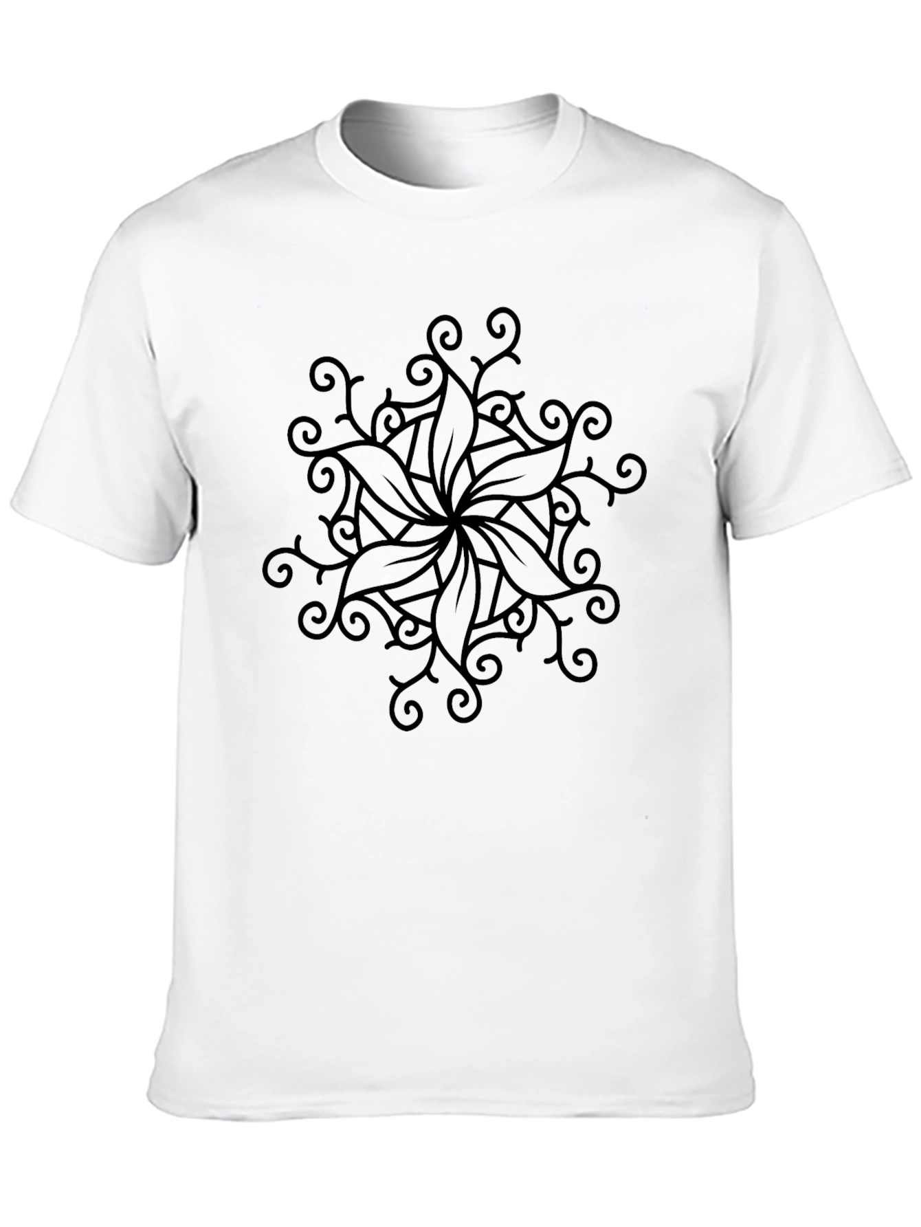 Elegant Black Floral Mandala T-Shirt