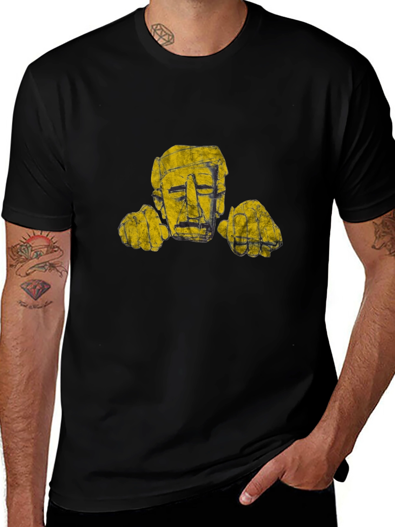 Abstract Head Graphic Black T-Shirt