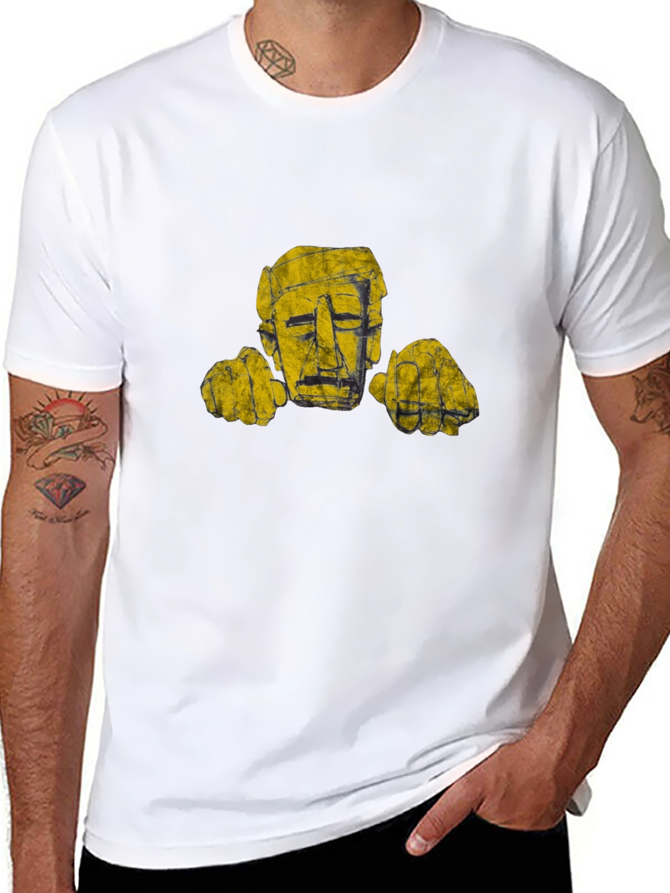 Abstract Head Graphic Black T-Shirt