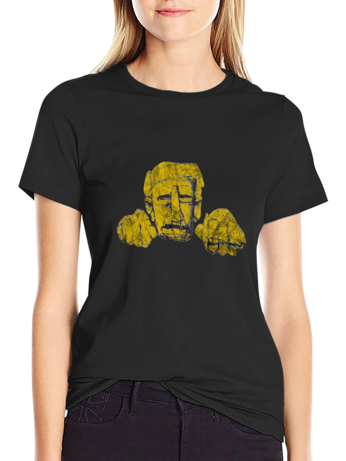 Abstract Head Graphic Black T-Shirt