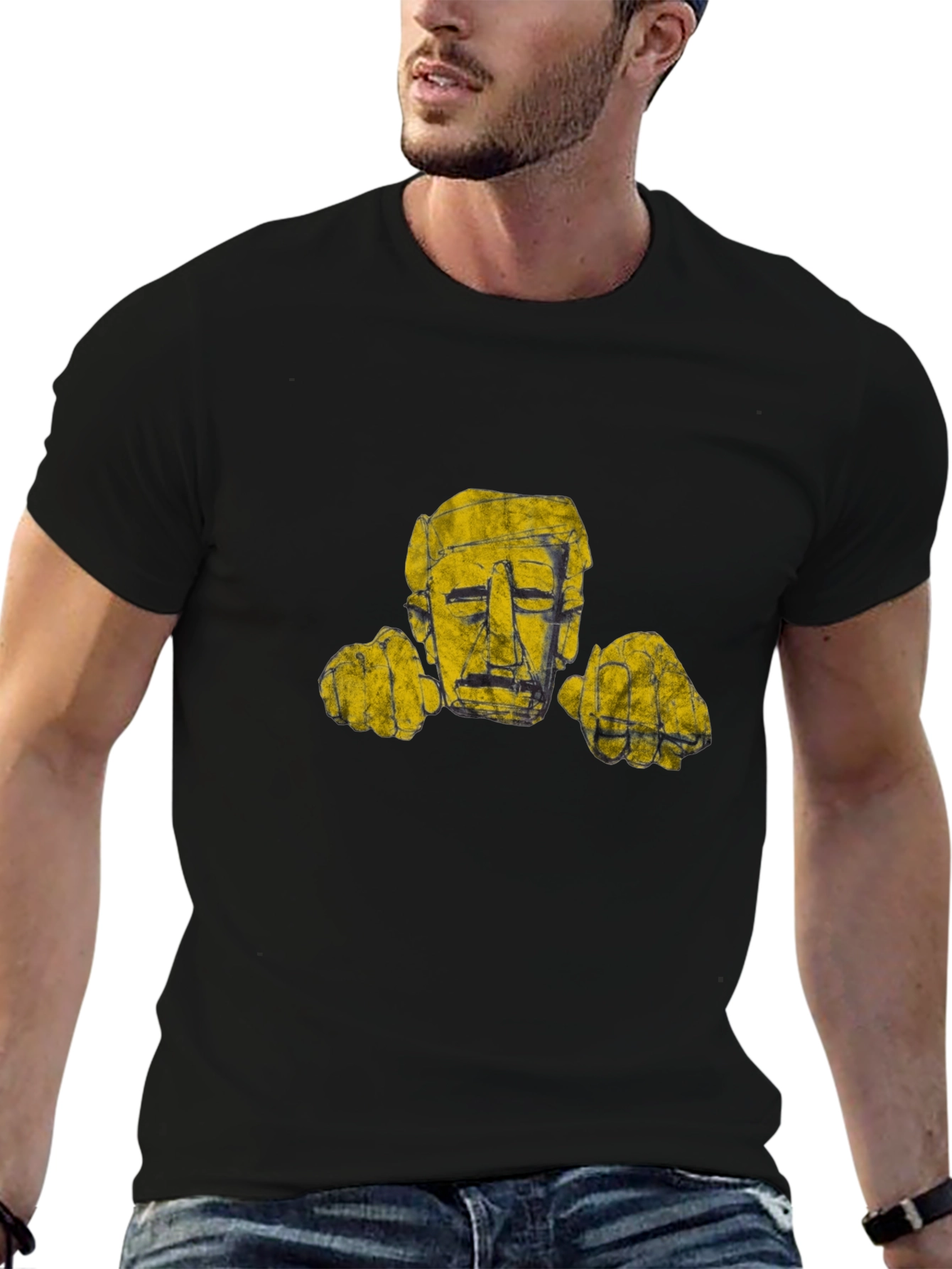 Abstract Head Graphic Black T-Shirt