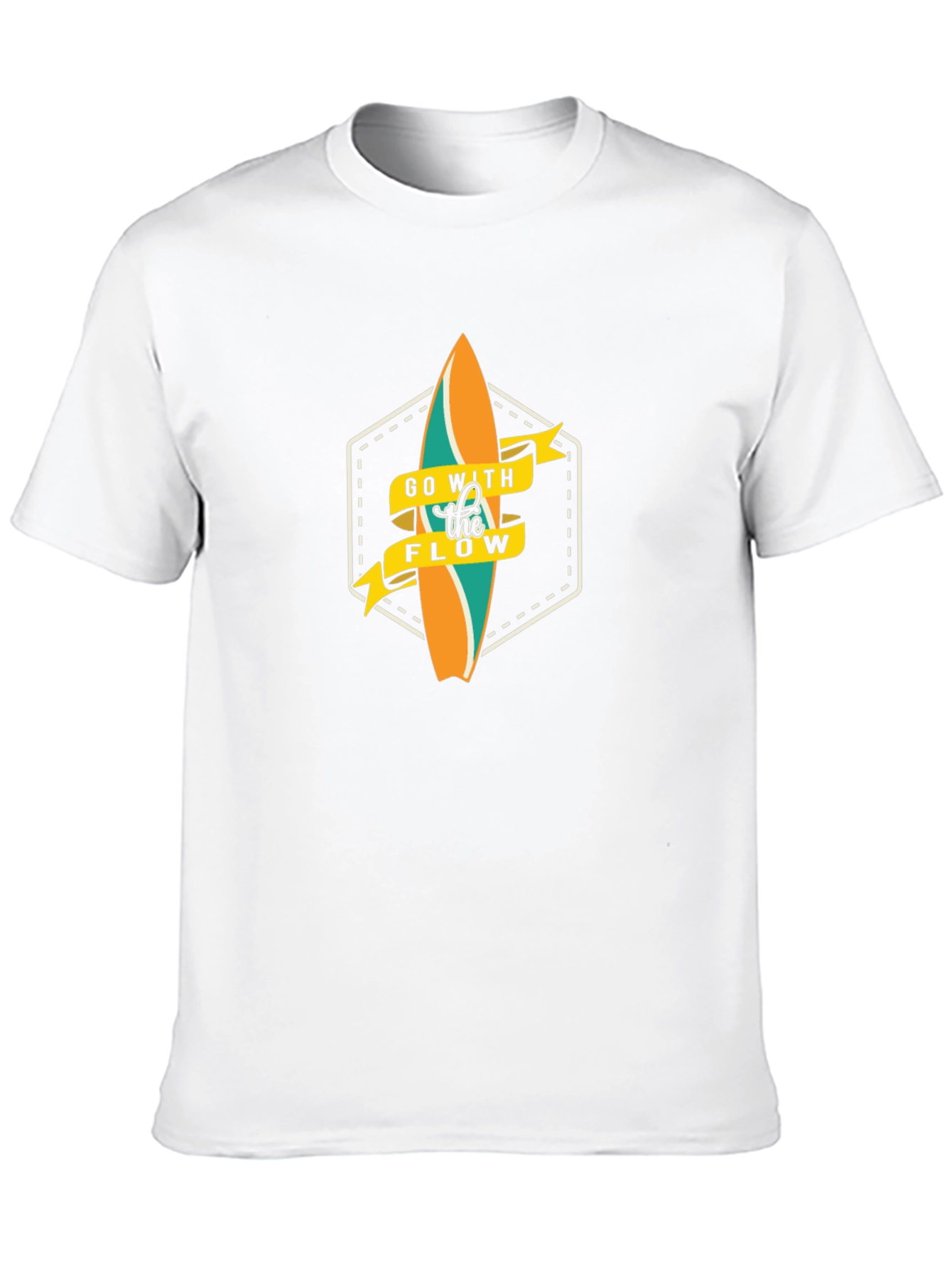 Go With The Flow Surfboard Graphic Black T-Shirt
