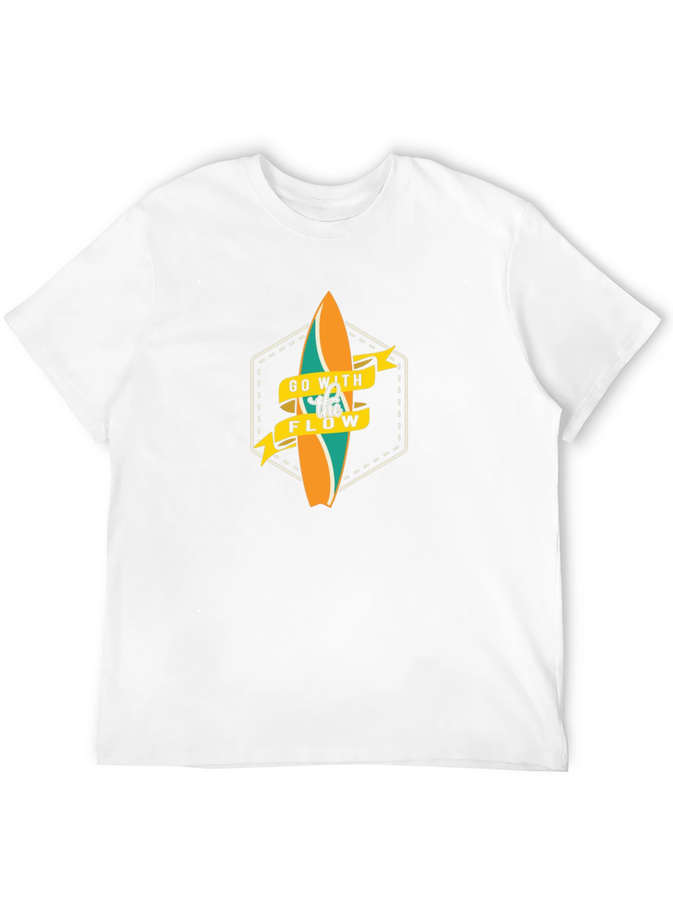 Go With The Flow Surfboard Graphic Black T-Shirt