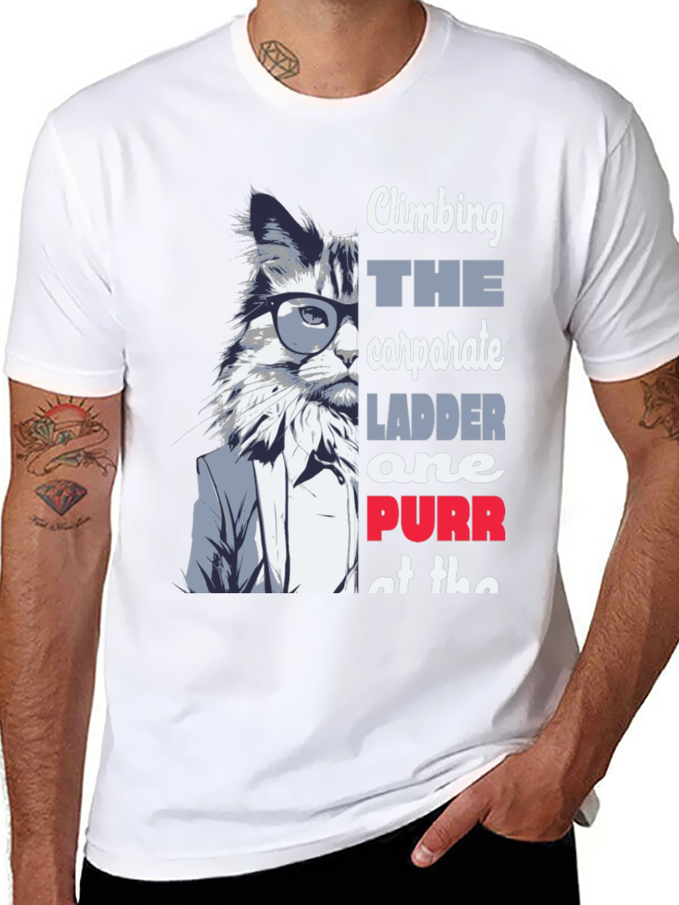Climbing Corporate Ladder Cat T-Shirt