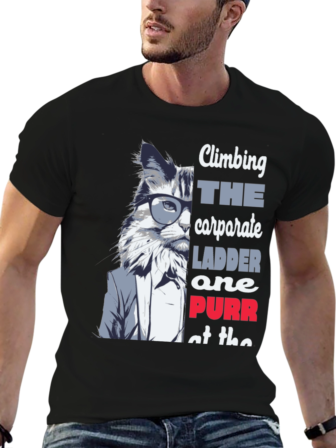 Climbing Corporate Ladder Cat T-Shirt