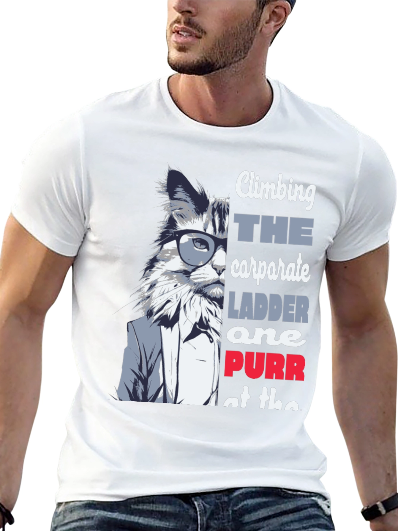 Climbing Corporate Ladder Cat T-Shirt