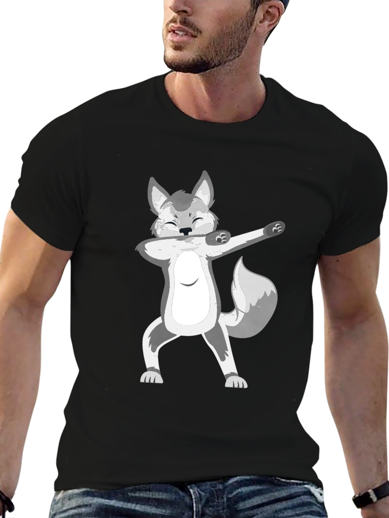 Dabbing Wolf Graphic T-Shirt