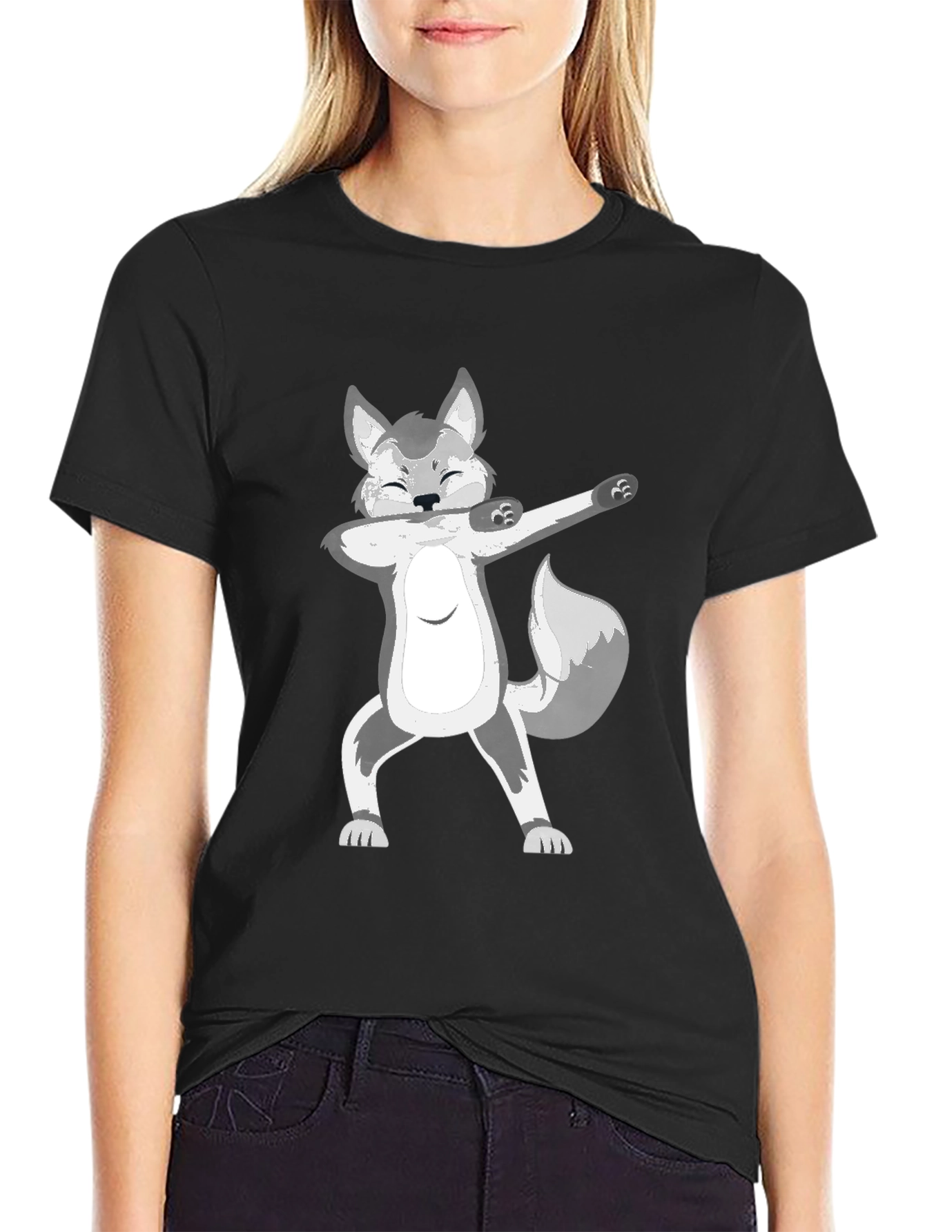 Dabbing Wolf Graphic T-Shirt