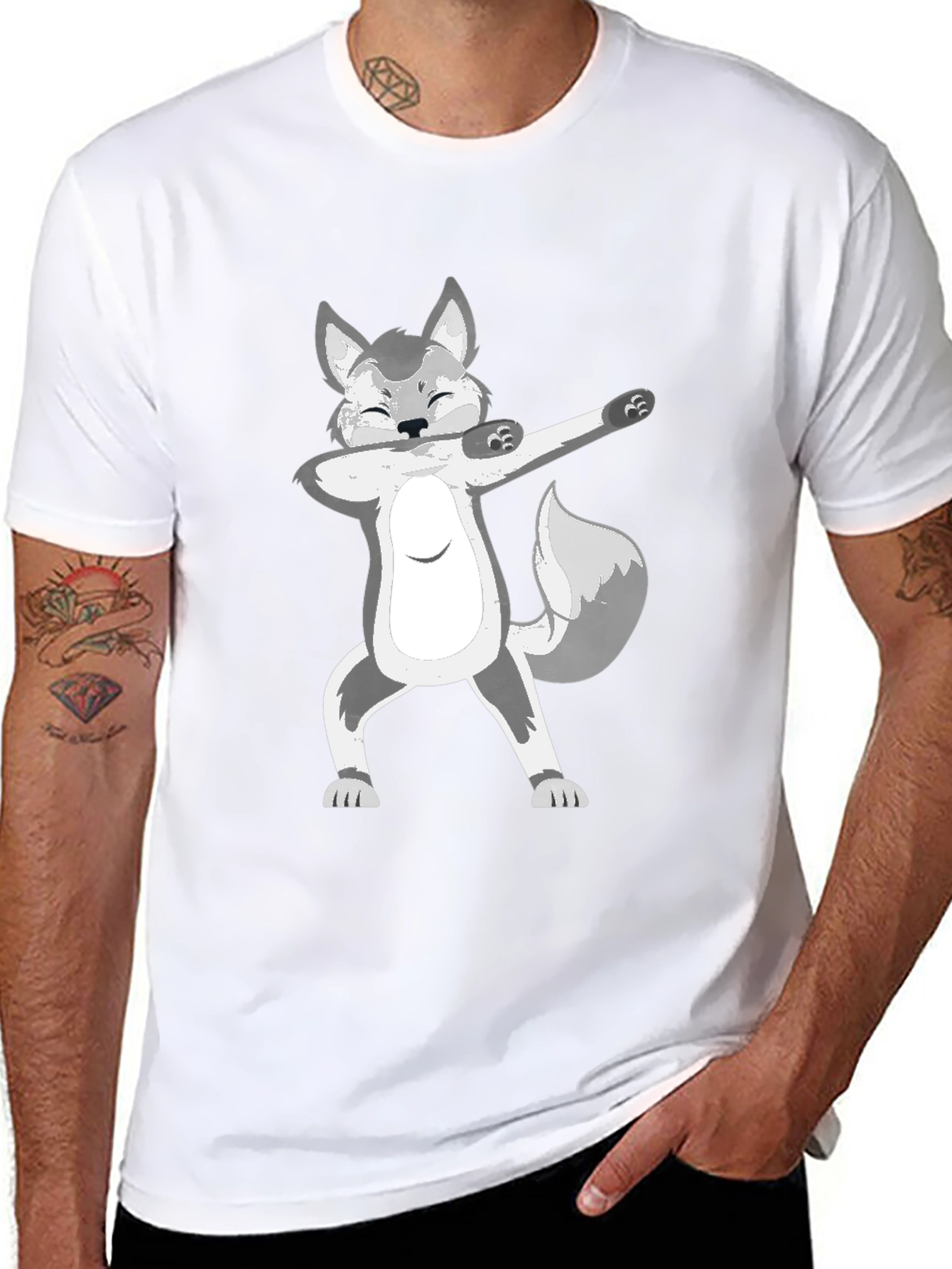 Dabbing Wolf Graphic T-Shirt