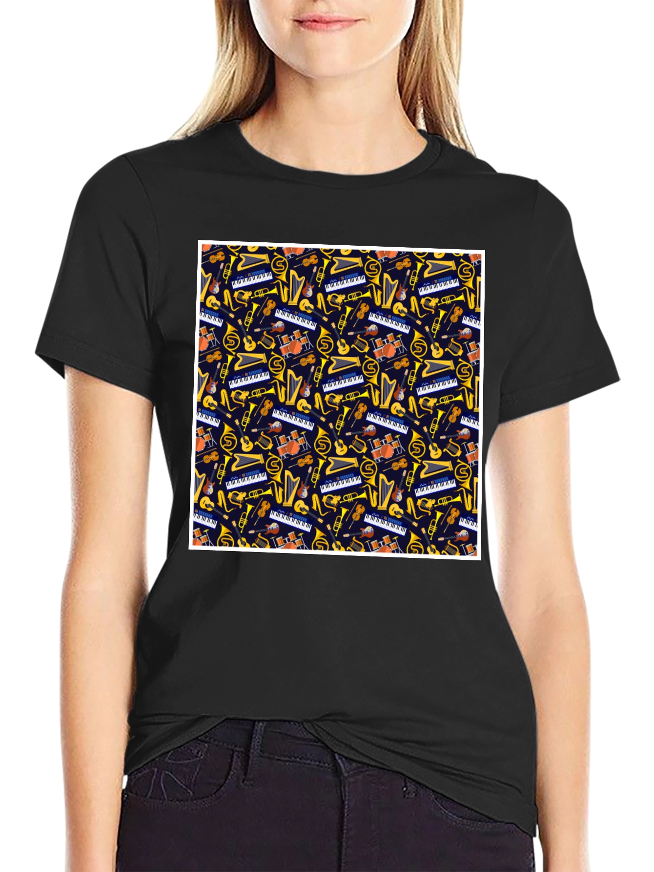 Music Instrument Pattern T-Shirt