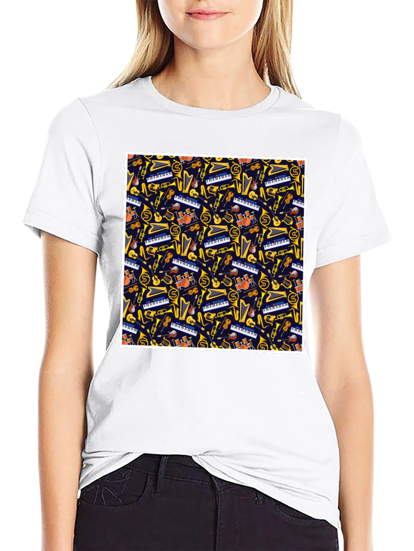 Music Instrument Pattern T-Shirt
