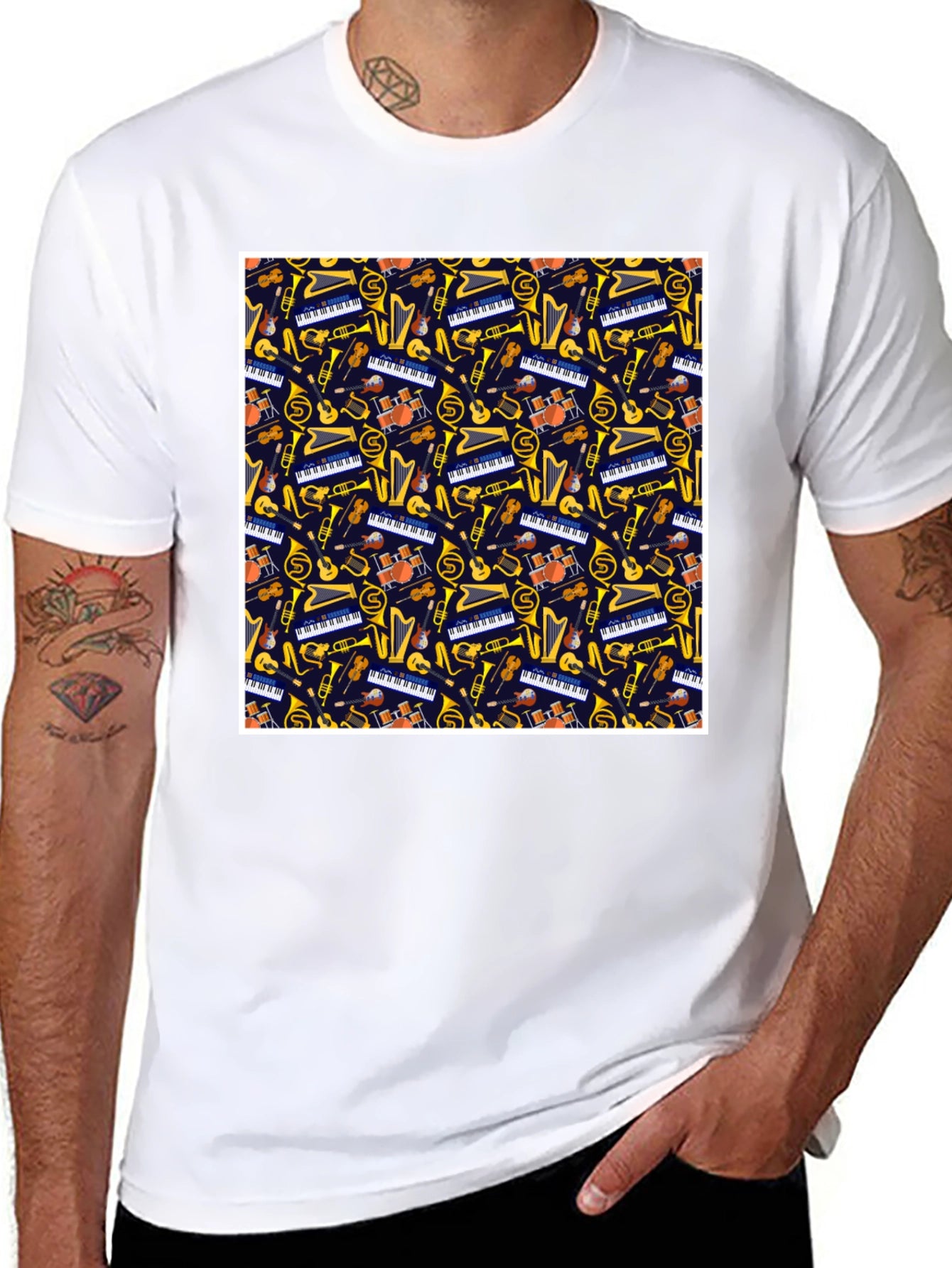 Music Instrument Pattern T-Shirt