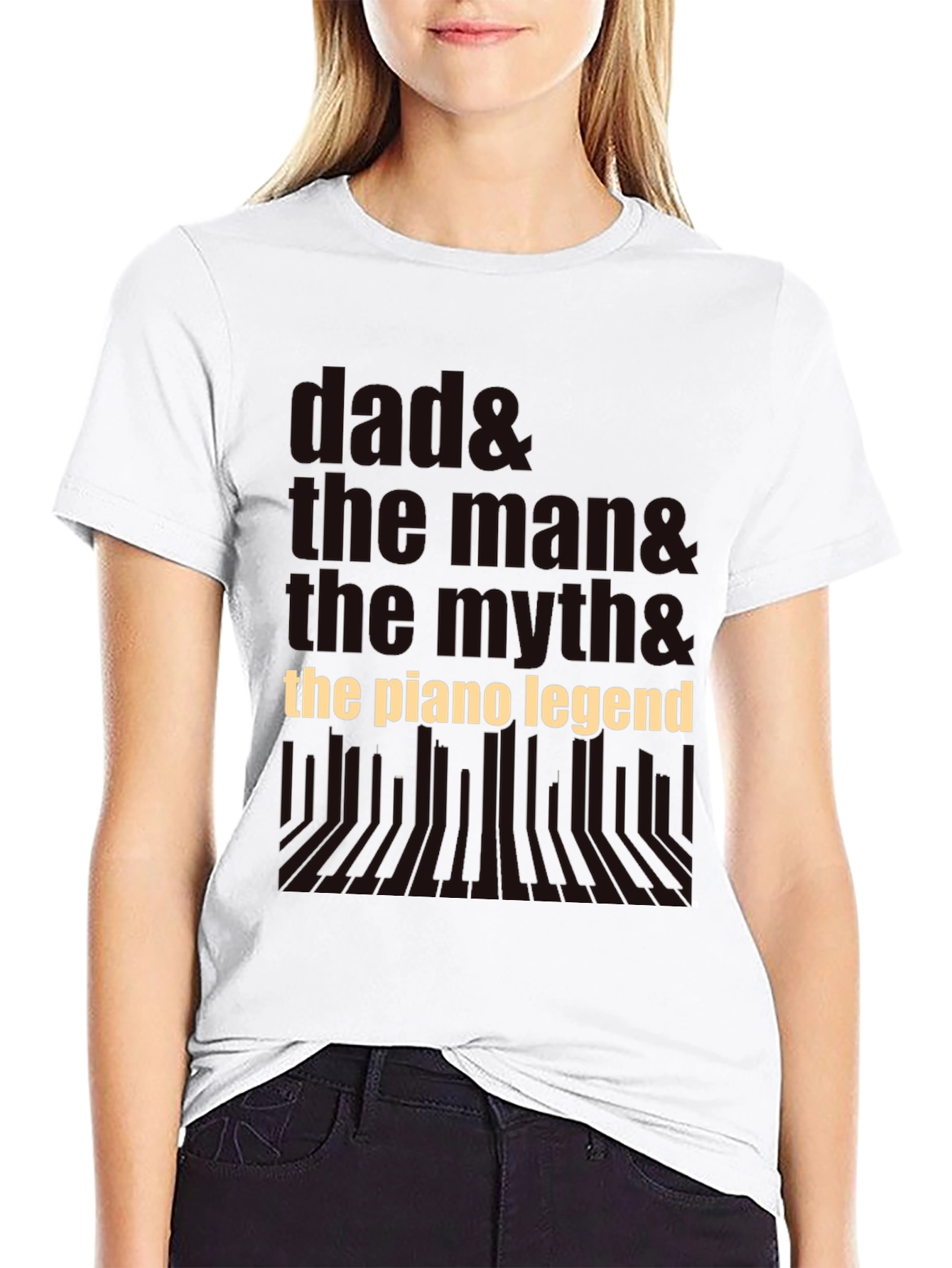 Dad The Man The Myth Piano Legend Black T-Shirt