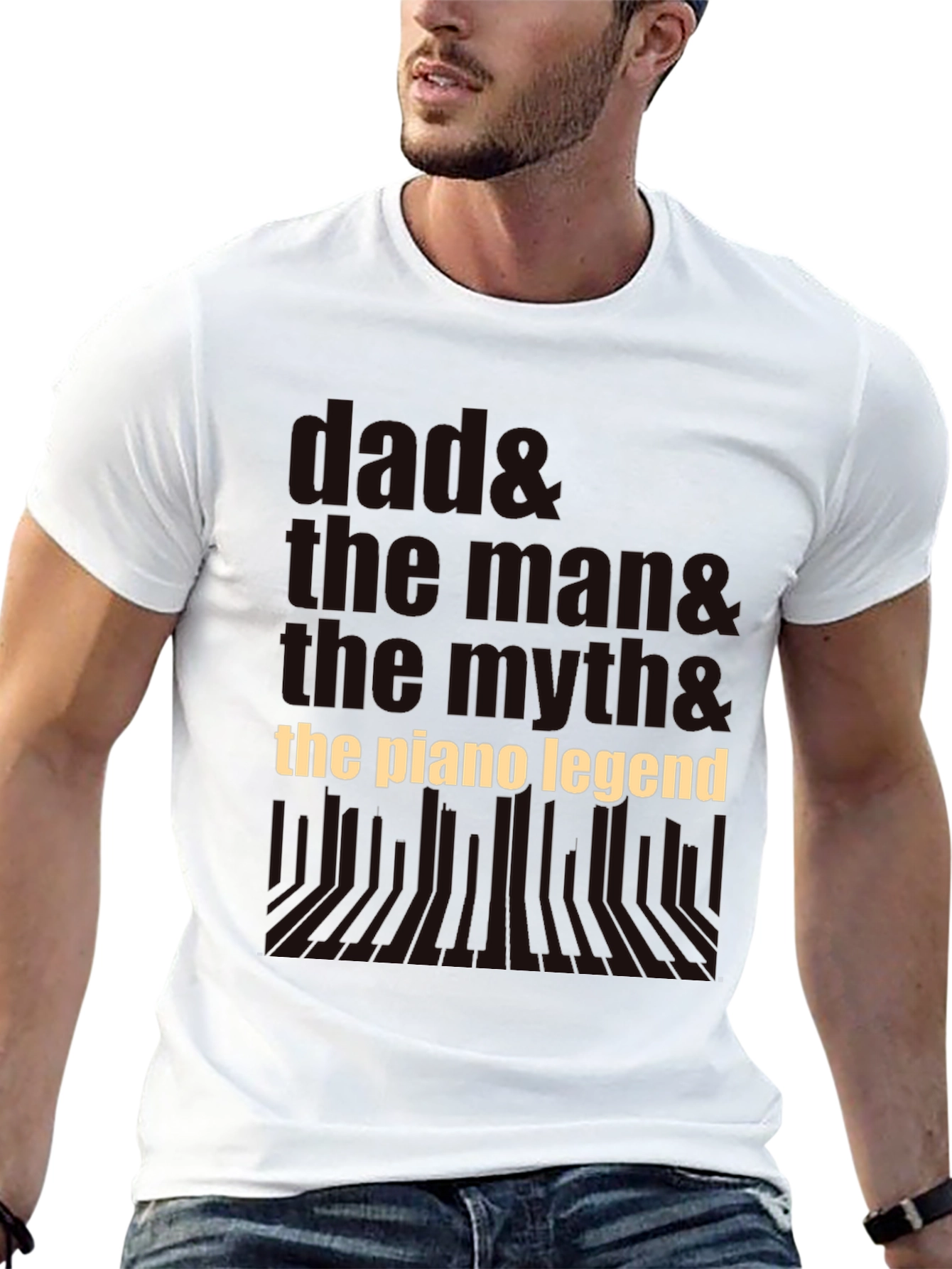 Dad The Man The Myth Piano Legend Black T-Shirt