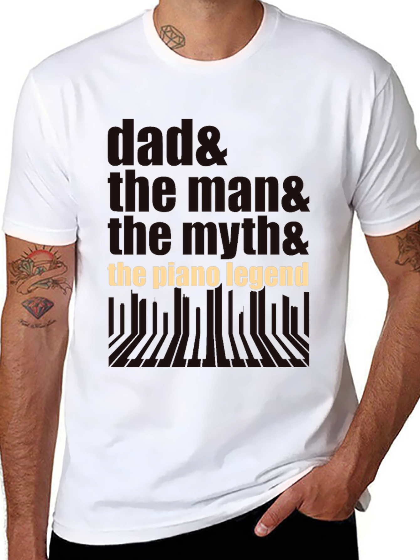 Dad The Man The Myth Piano Legend Black T-Shirt
