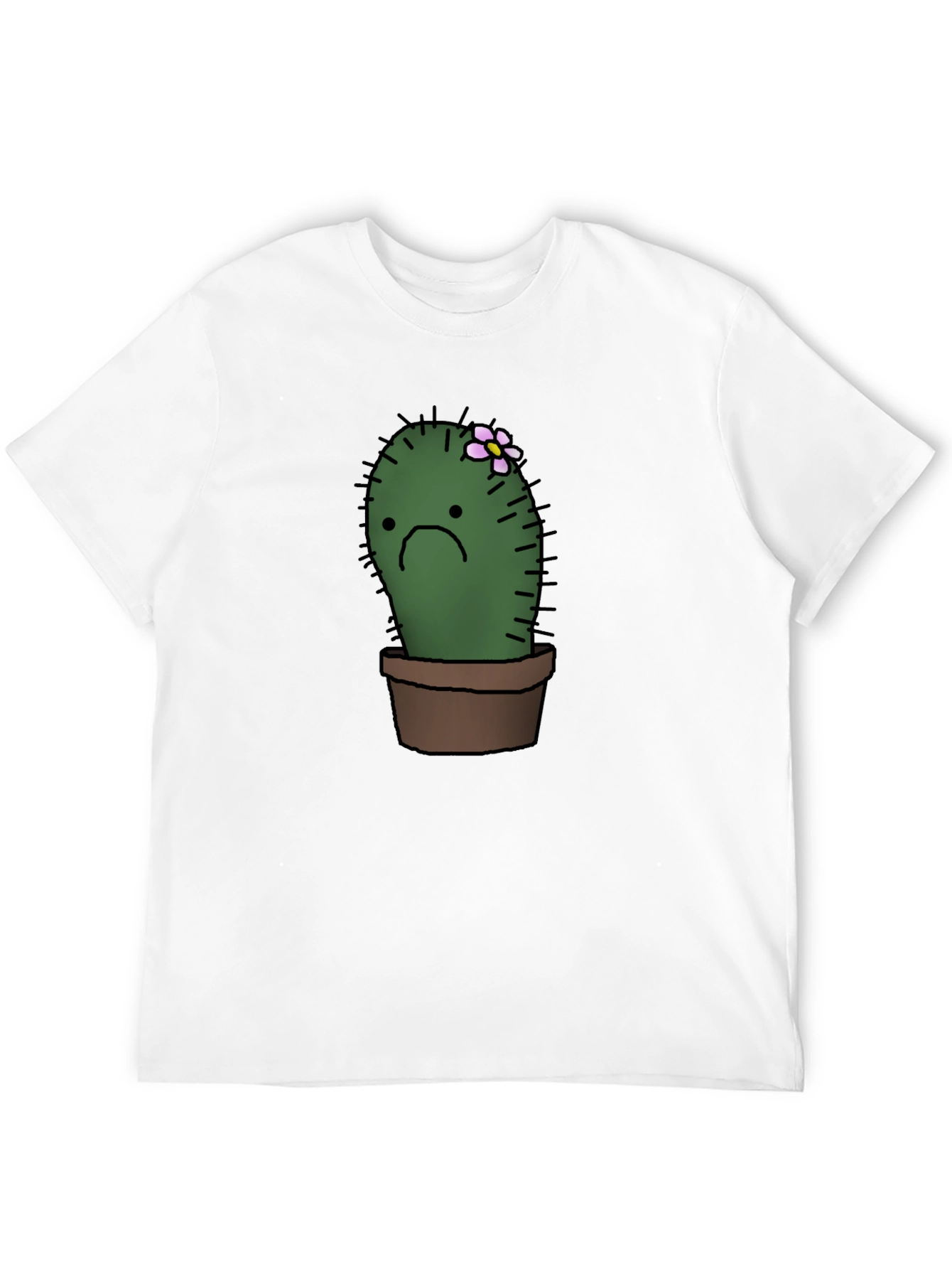 Sad Cactus Potted Plant Graphic T-Shirt