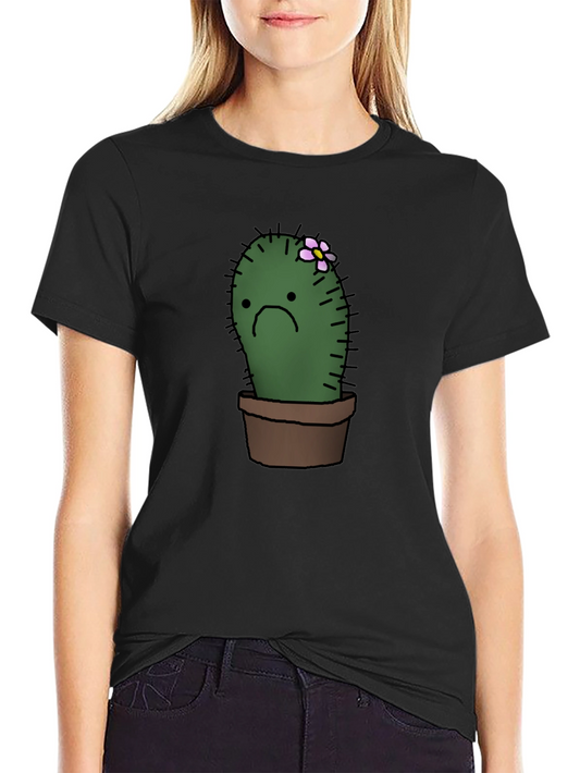 Sad Cactus Potted Plant Graphic T-Shirt