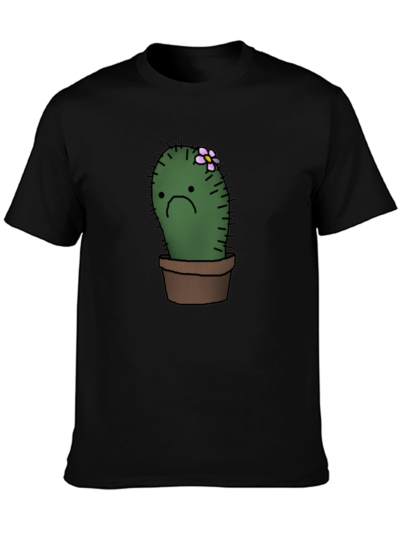 Sad Cactus Potted Plant Graphic T-Shirt