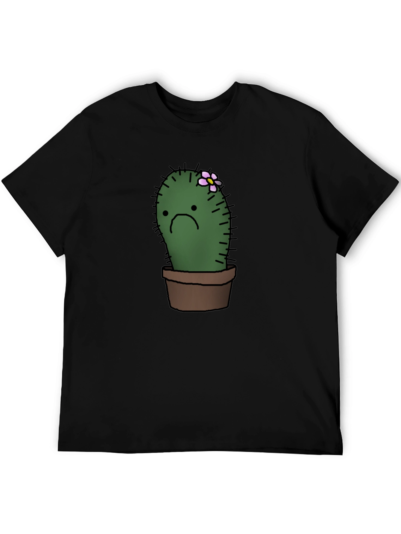 Sad Cactus Potted Plant Graphic T-Shirt
