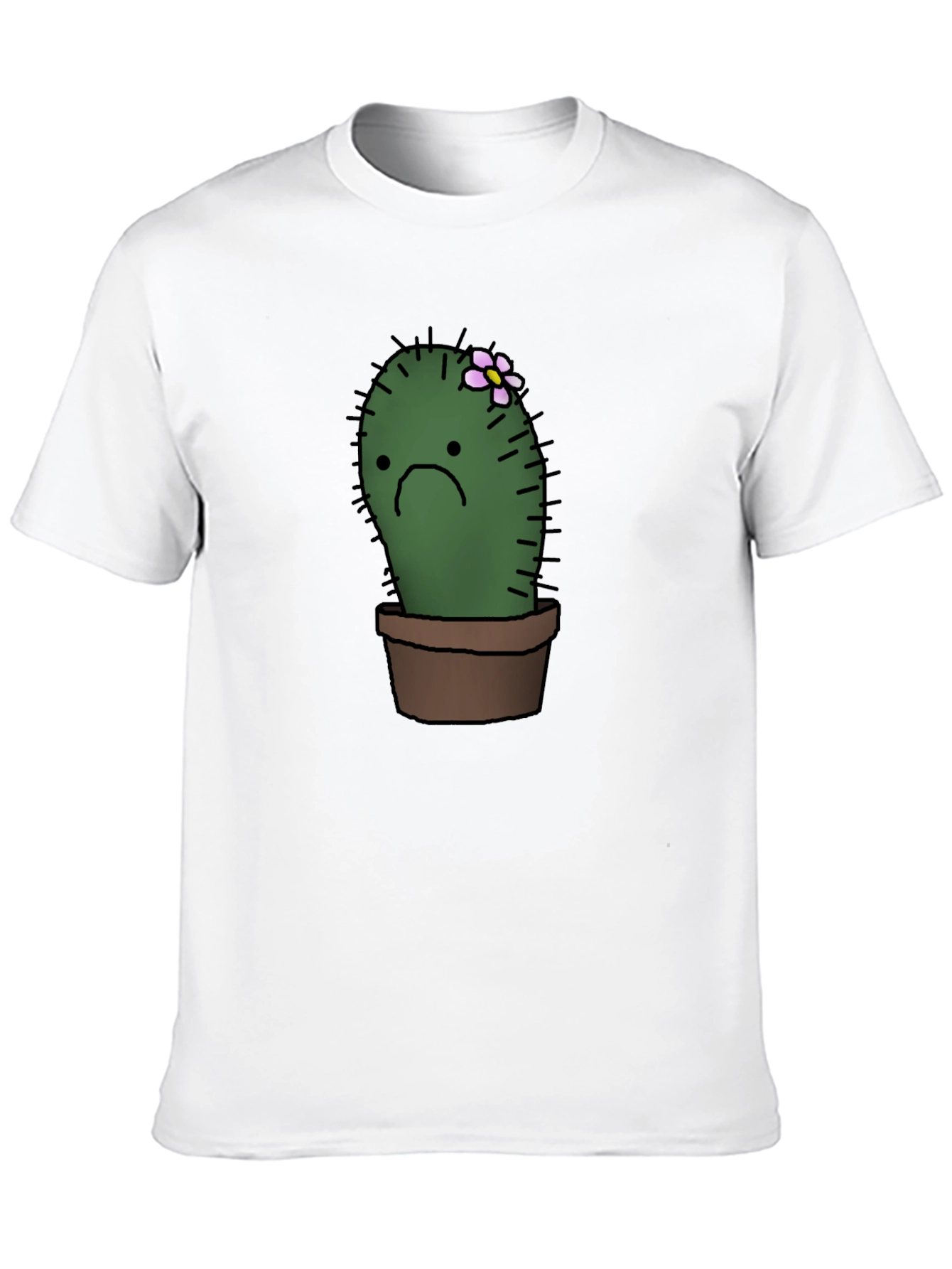 Sad Cactus Potted Plant Graphic T-Shirt