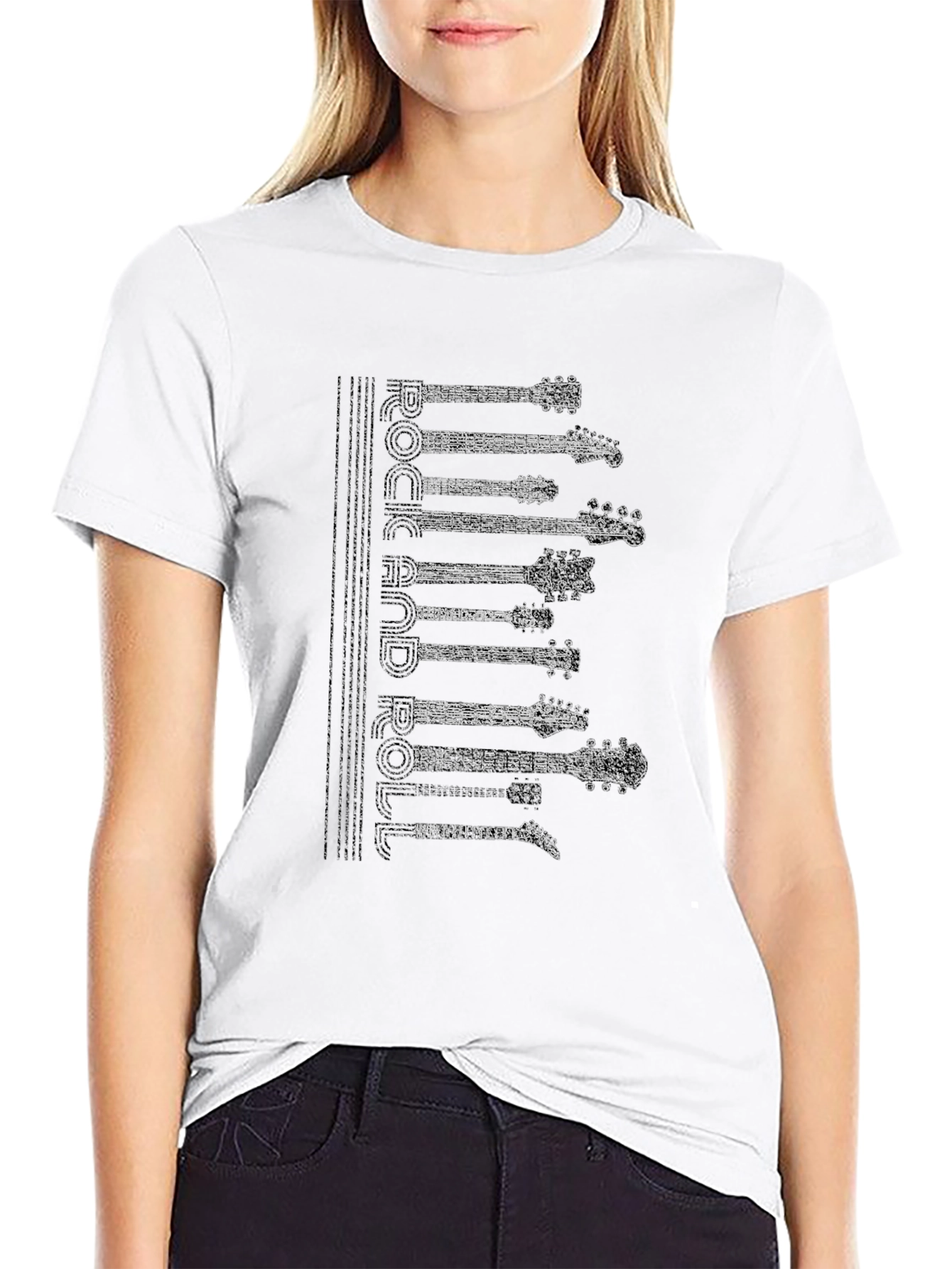 Rock and Roll Guitar T-Shirt - Black