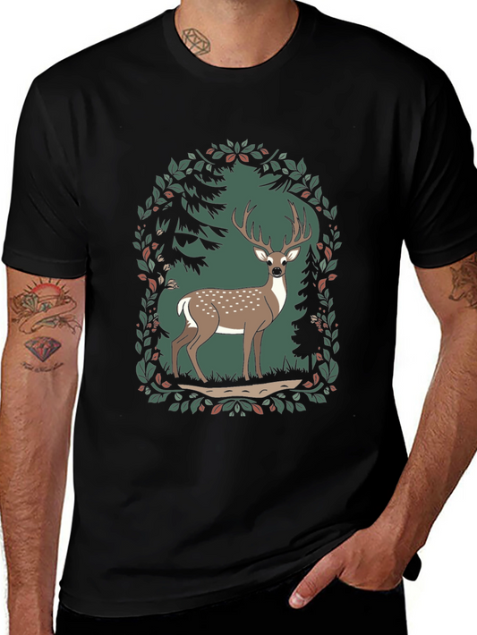 Deer in Forest Graphic Tee - Nature Lover T-Shirt