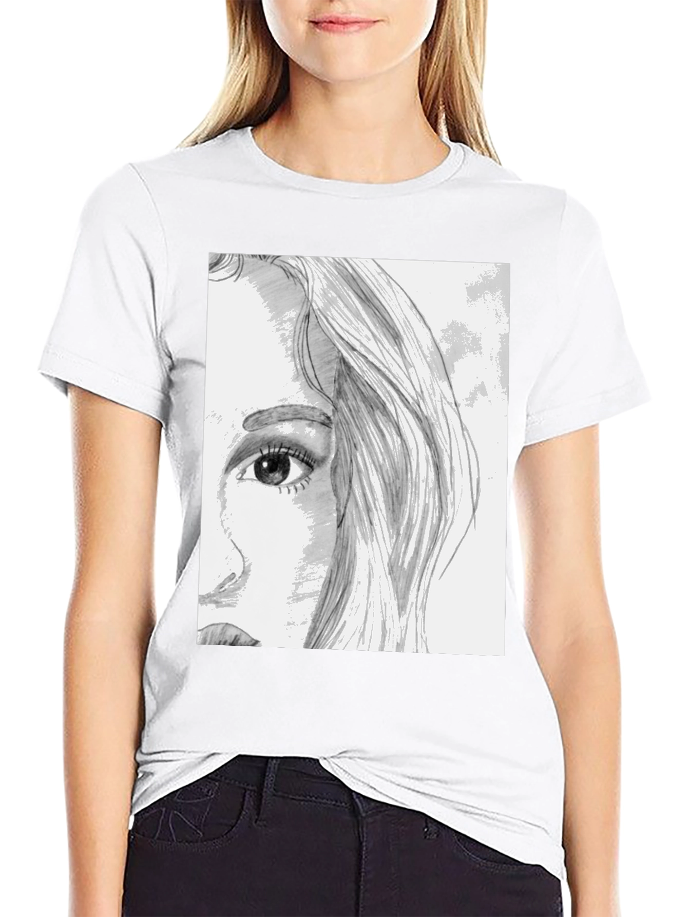 Artistic Portrait Graphic Tee - Unisex Black T-Shirt